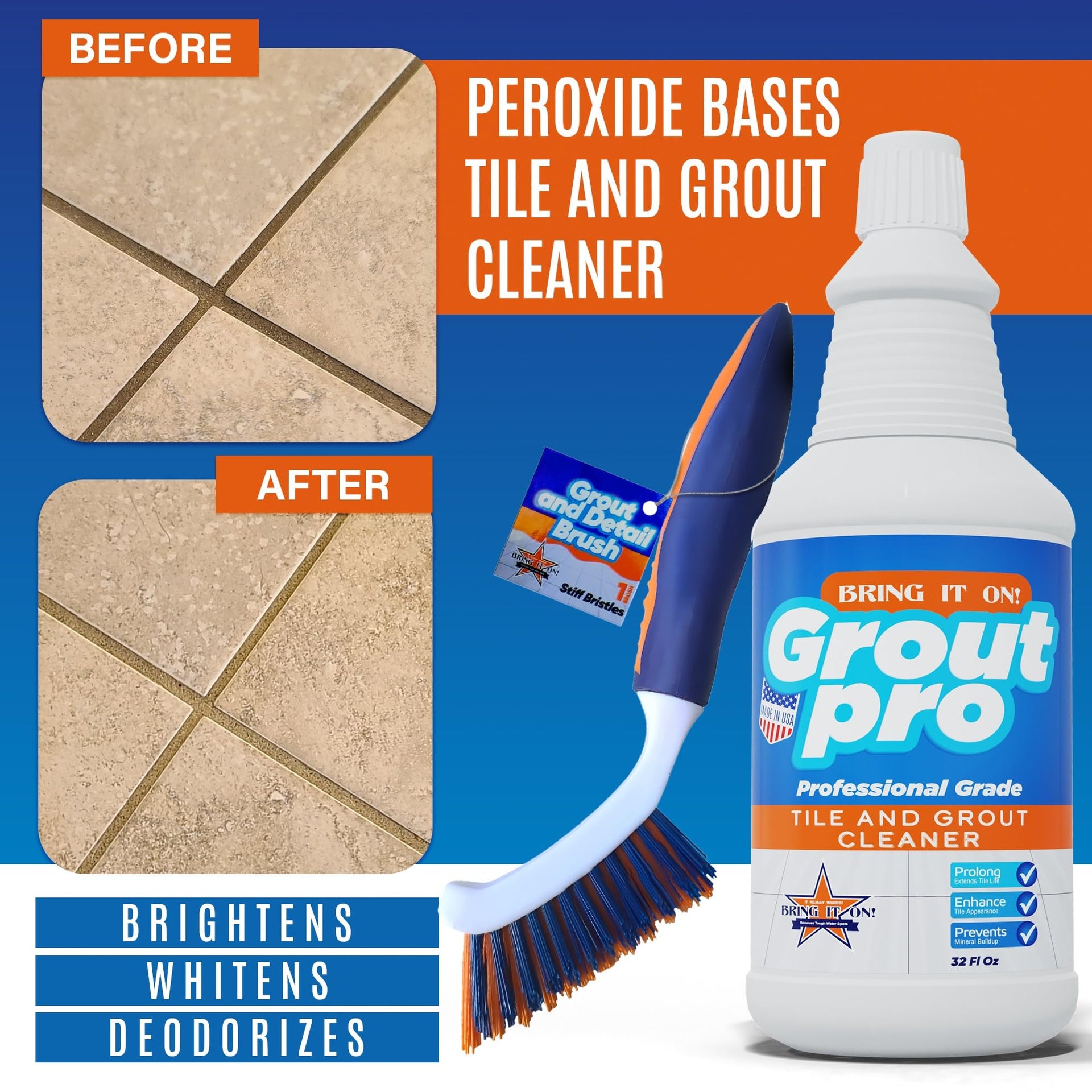 Bring It On Grout Cleaner Pro with Grout Cleaning Brush (32 Fl Oz)