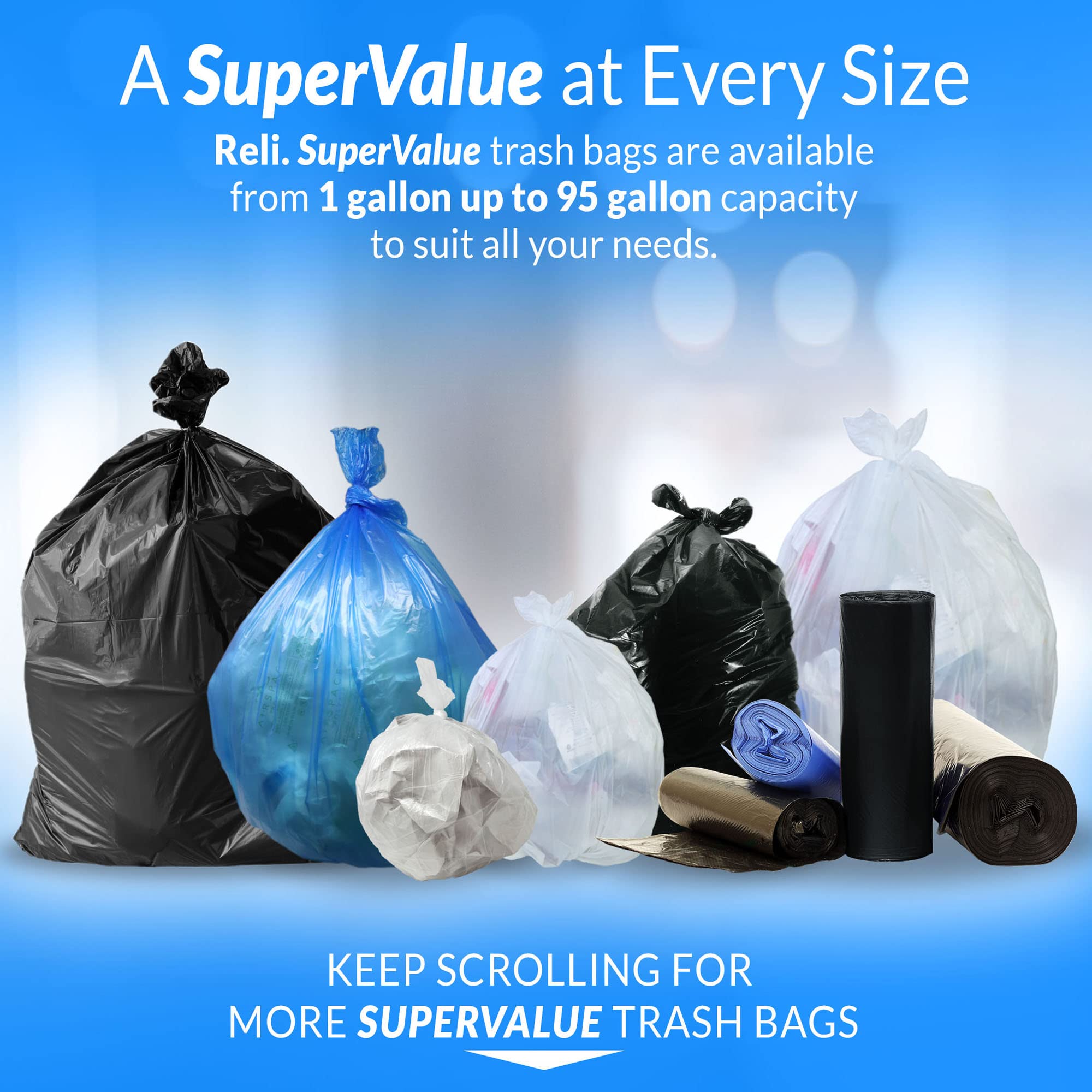 16 25 Gallon Trash Bags (500 Count)