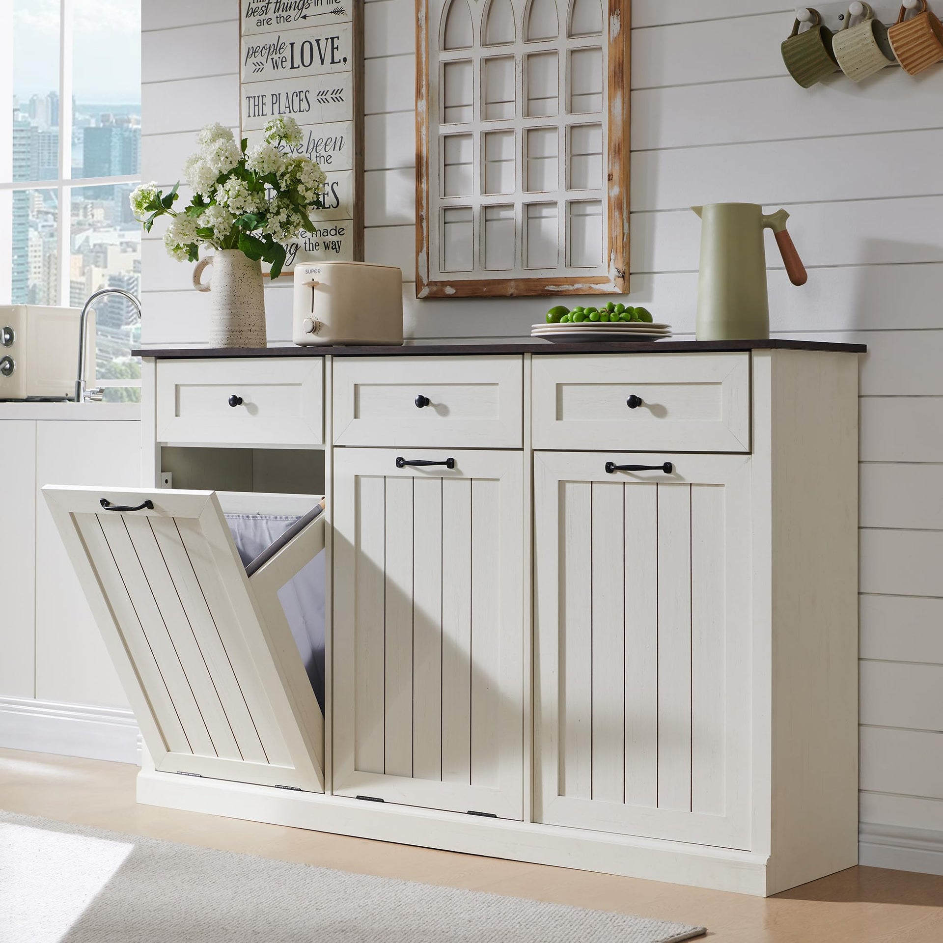 Triple Tilt Out Laundry Hamper Cabinet