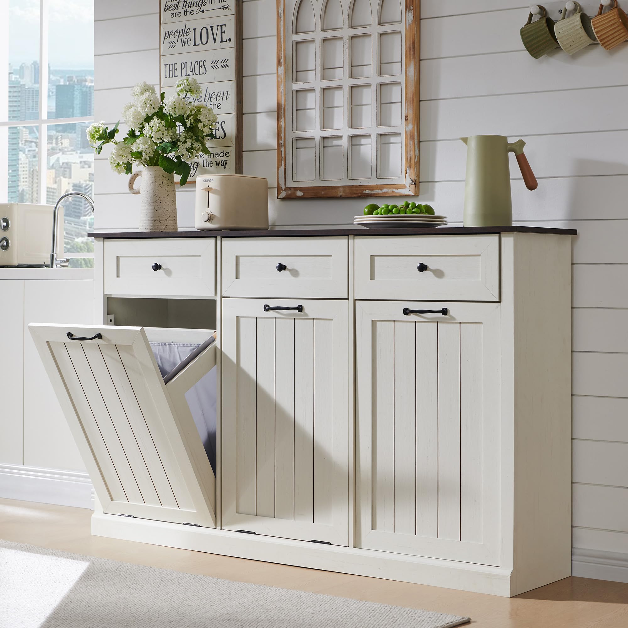 Triple Tilt Out Laundry Hamper Cabinet