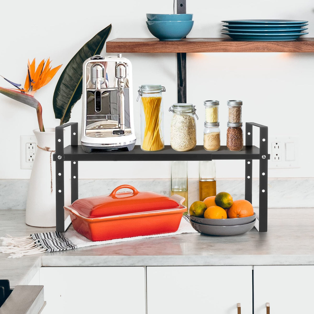 Expandable Cabinet Shelf Organizer Rack