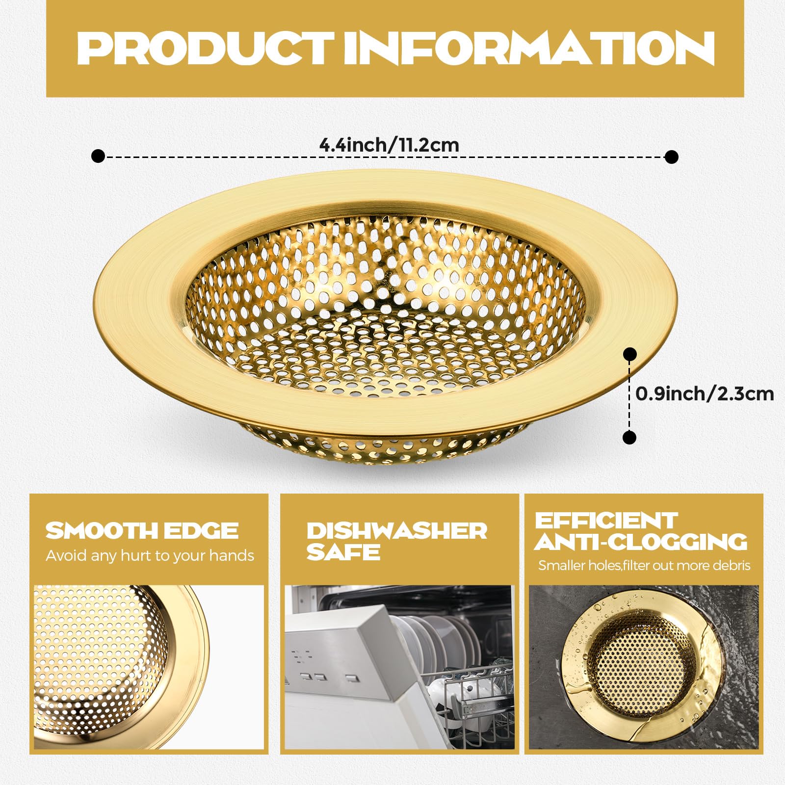 2 Pcs Kitchen Sink Drain Strainer 4.4 Inch (2 Count)