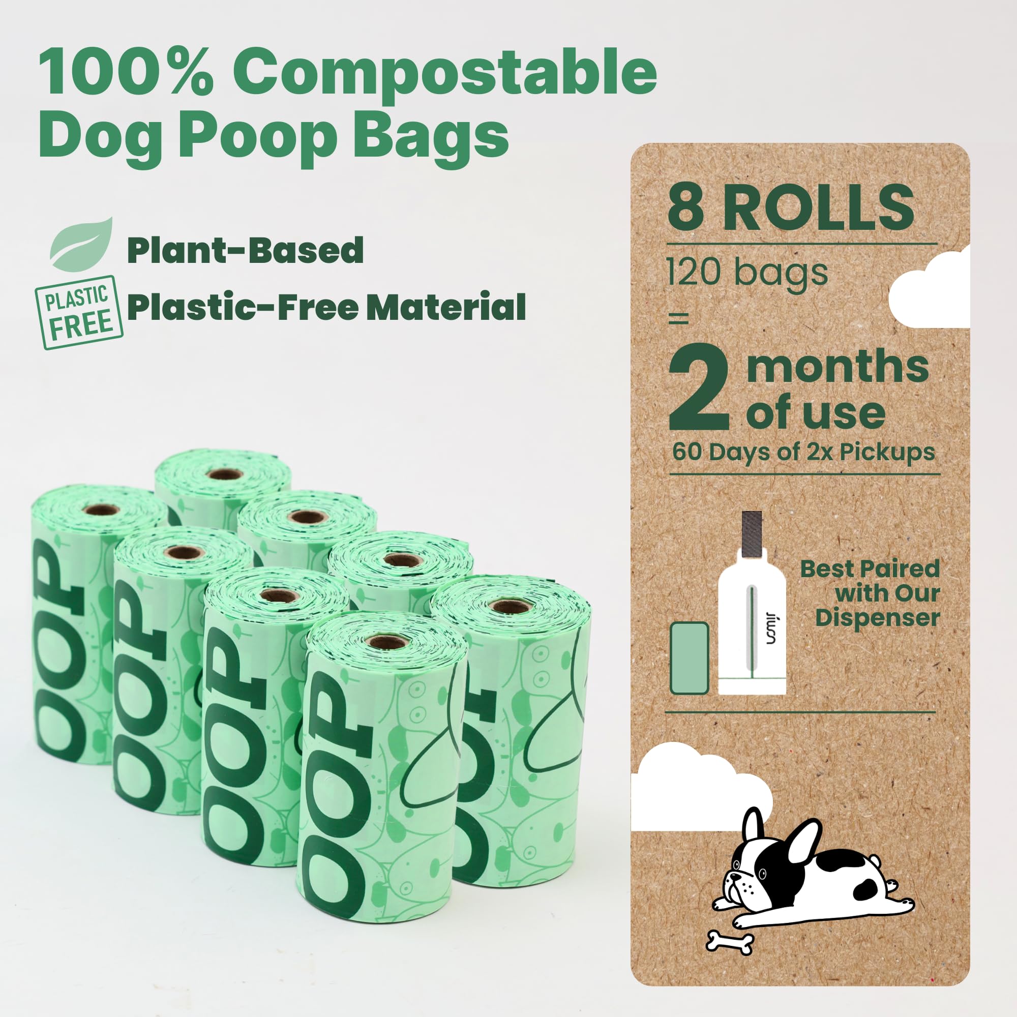 100% Certified Home Compostable Dog Poop Bags (120 Count)