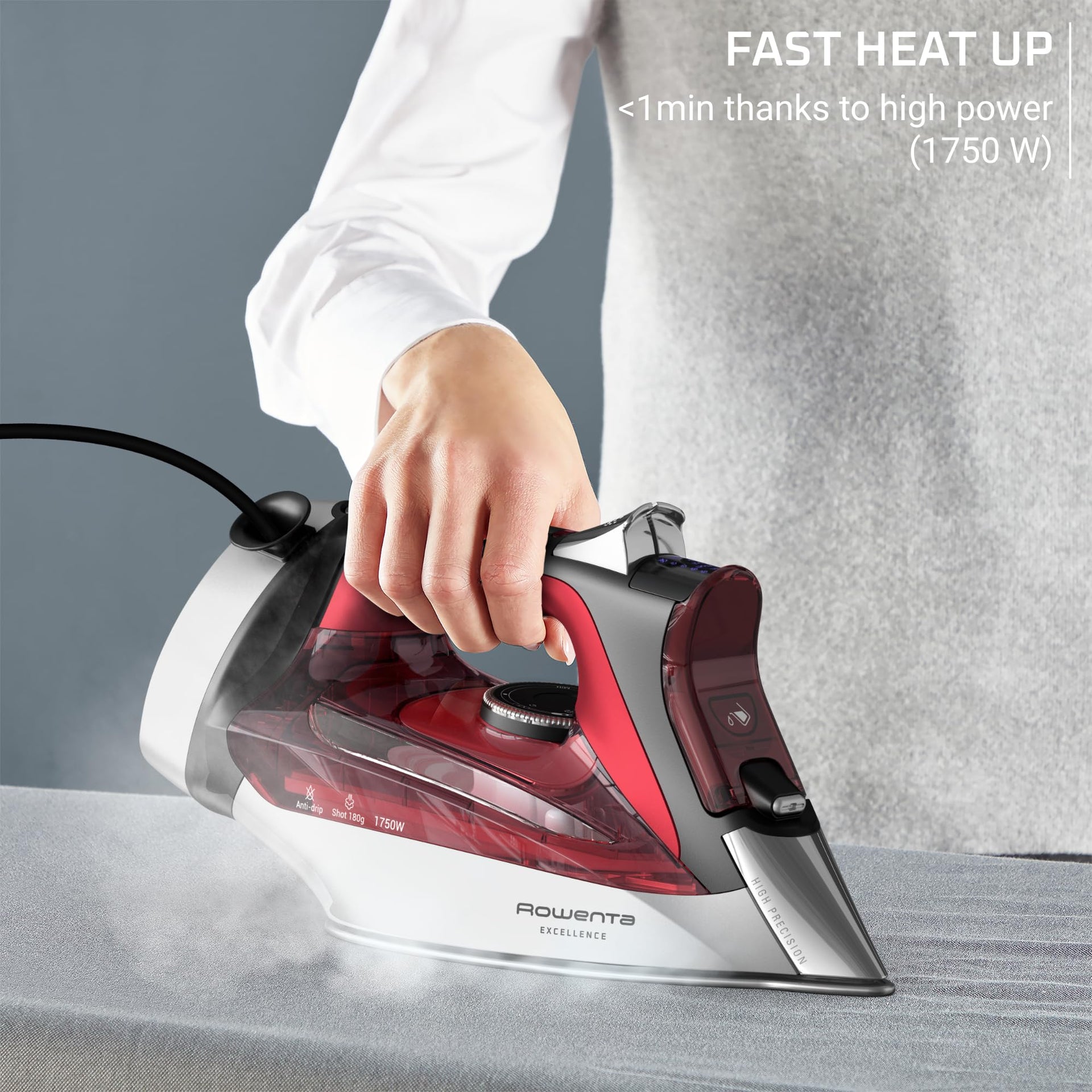 Iron Focus Excellence Stainless Steel Soleplate Steam Iron for Clothes