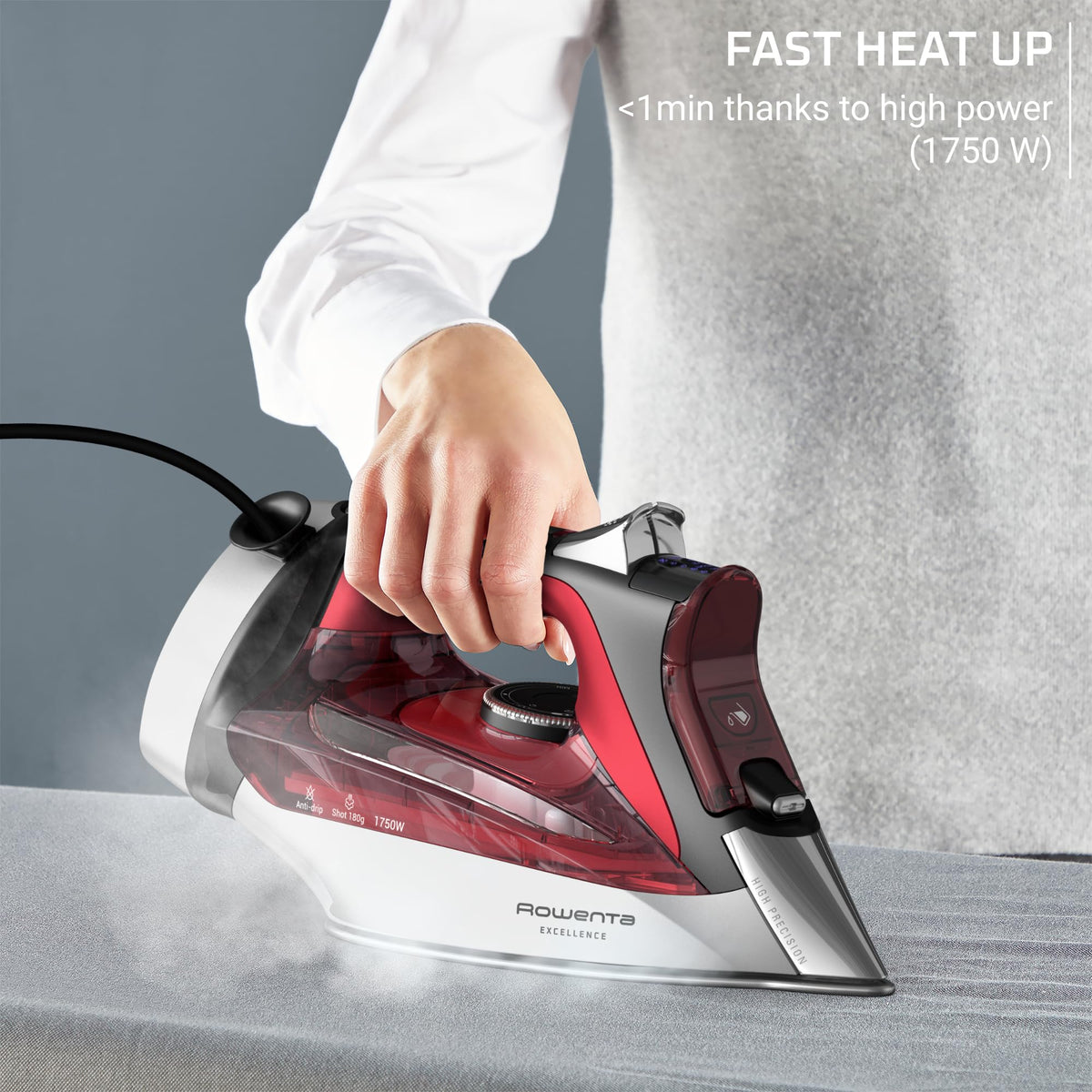 Iron Focus Excellence Stainless Steel Soleplate Steam Iron for Clothes