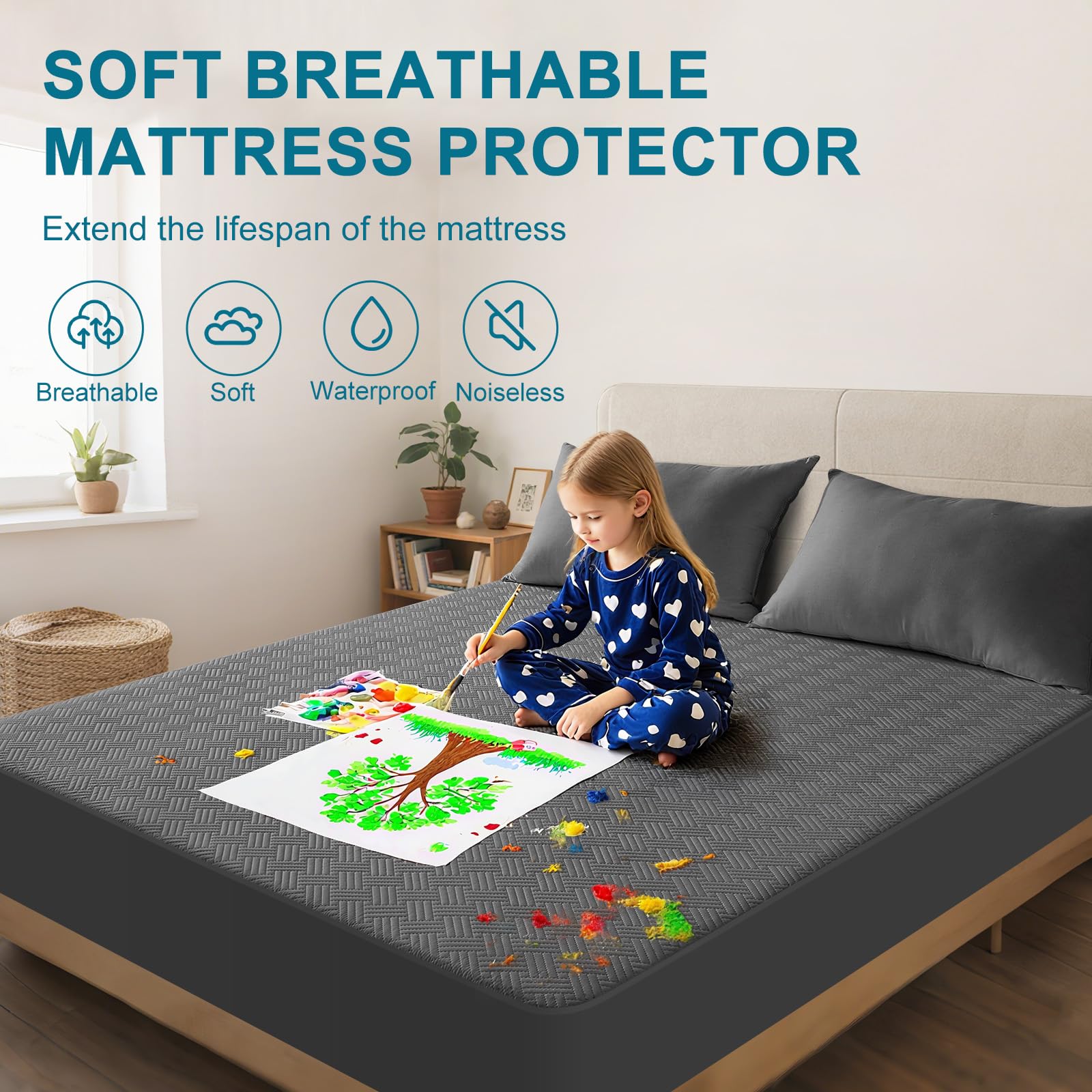 Waterproof Queen Size Mattress Protector with Deep Pockets