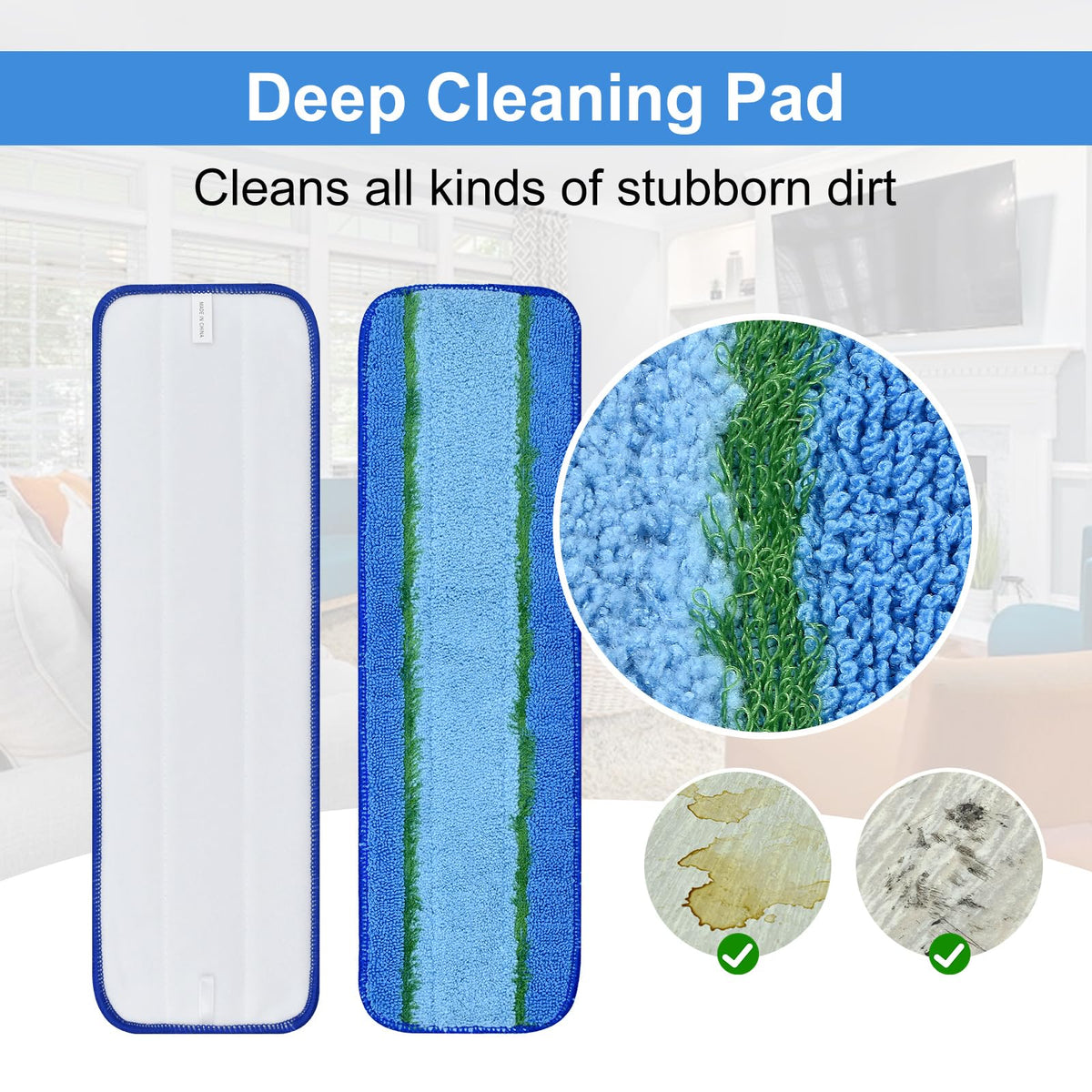 8 Pack Microfiber Cleaning Pad for Bona Mop Hardwood & Hard Surface Floors Dry and Wet Floor Cleaning (8 Count)