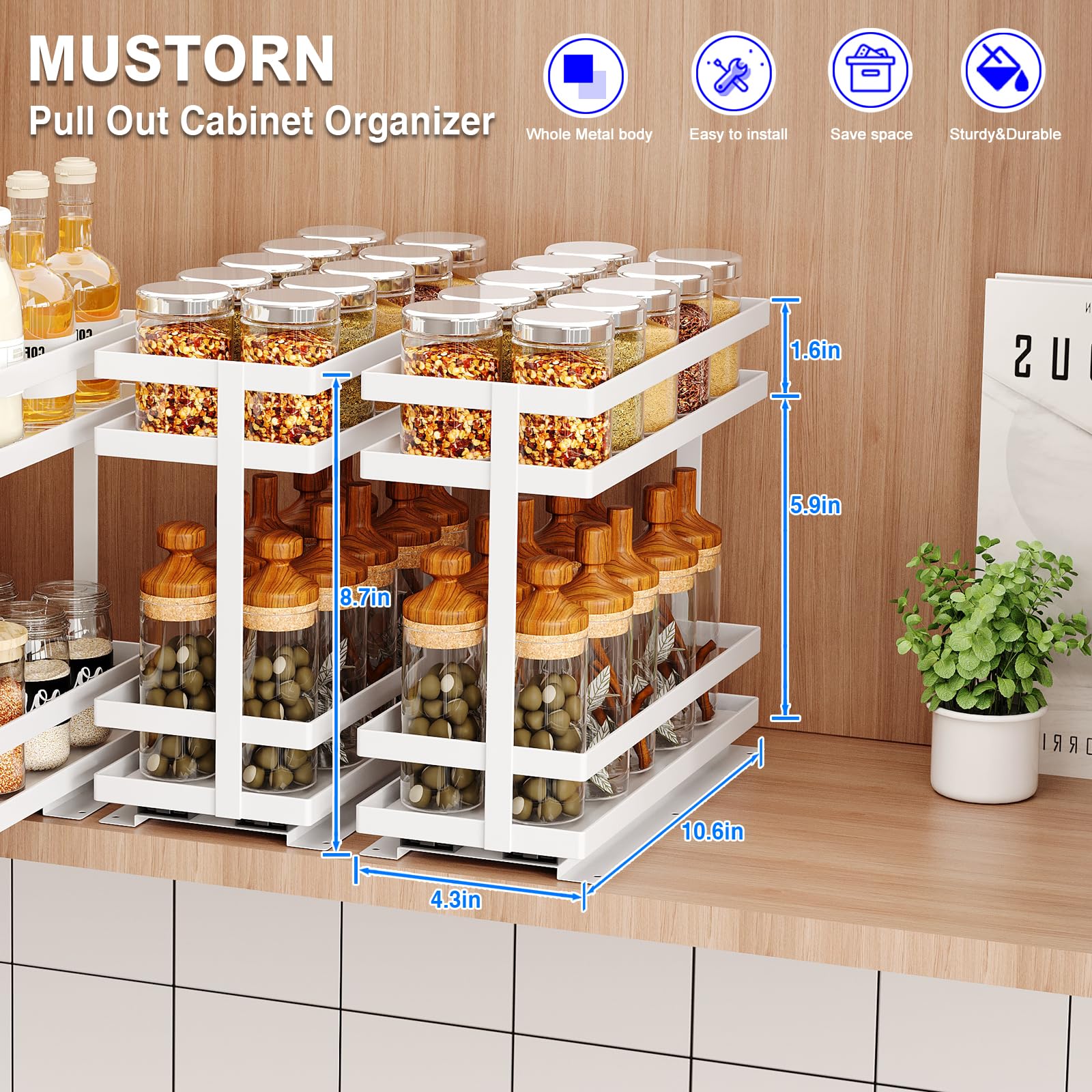 Pull Out Spice Rack Organizer for Cabinet