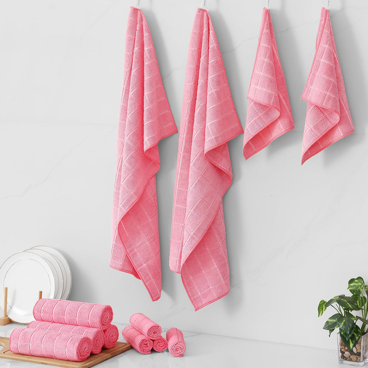 Microfiber Kitchen Towels and Dishcloths Sets (12 Count)