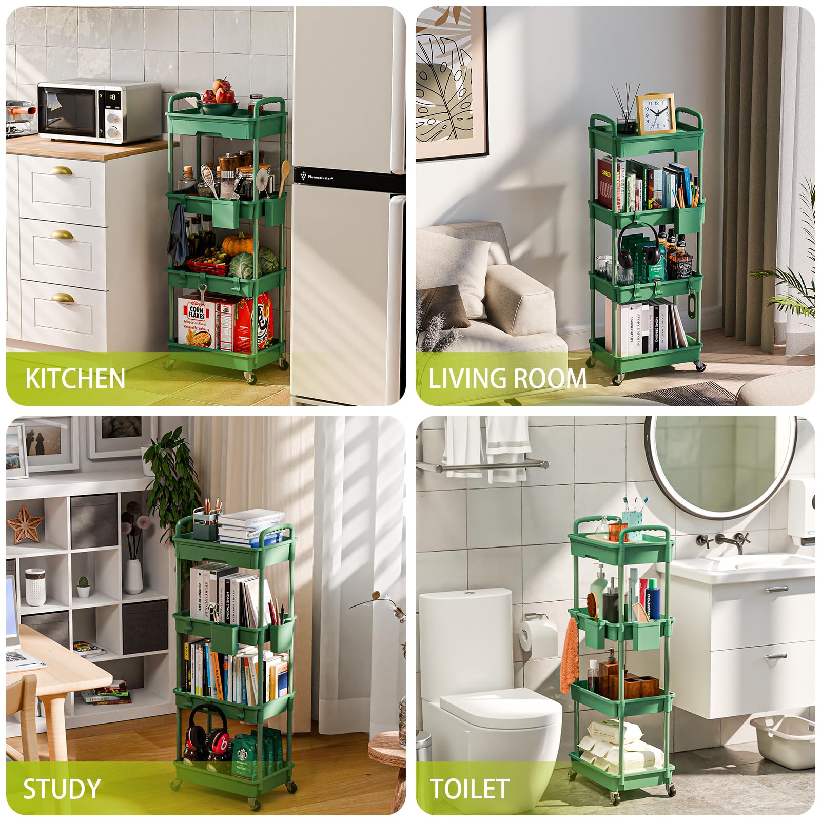 4 Tier Rolling Cart Organizer