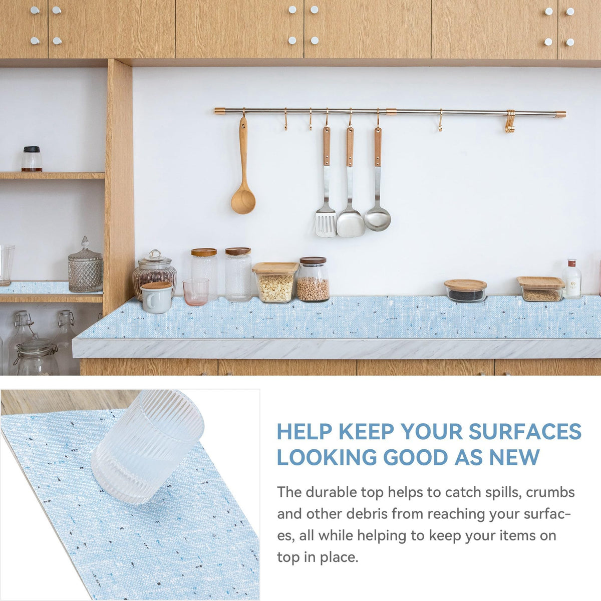 Bulk Shelf Liner 20" W x 360" L Cupboard Liner Shelving Paper for Cabinets and Drawers Pantry Shelf Liners for Kitchen Cabinets Non