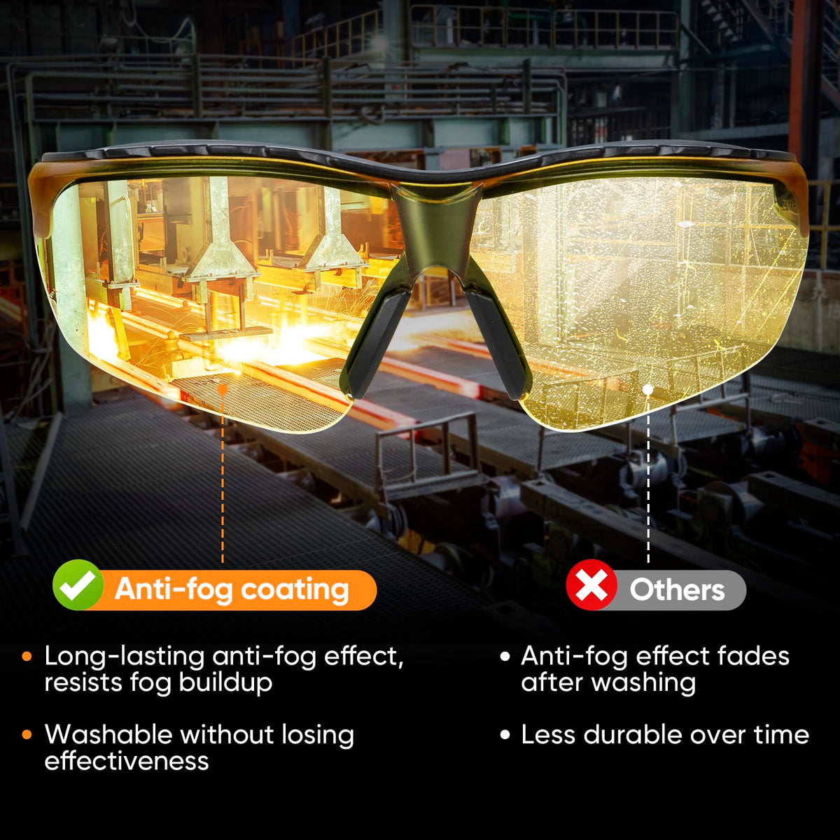 3PK Anti Fog Safety Glasses for Men & Women (3 Count)