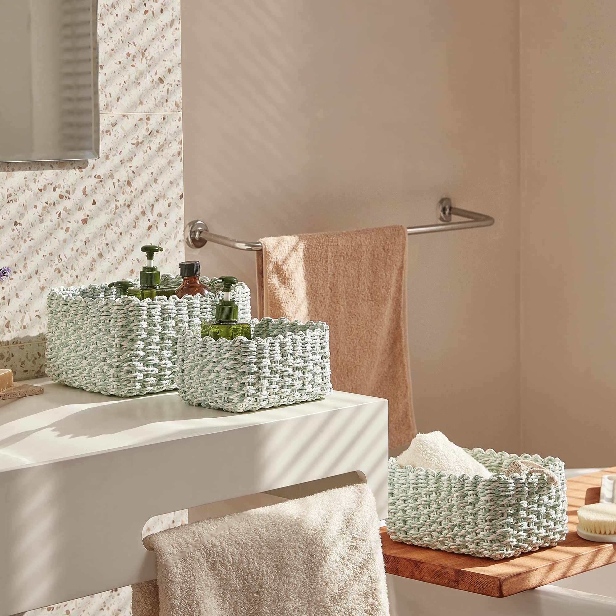 Paper Rope Storage Baskets for Organizing (3 Count)