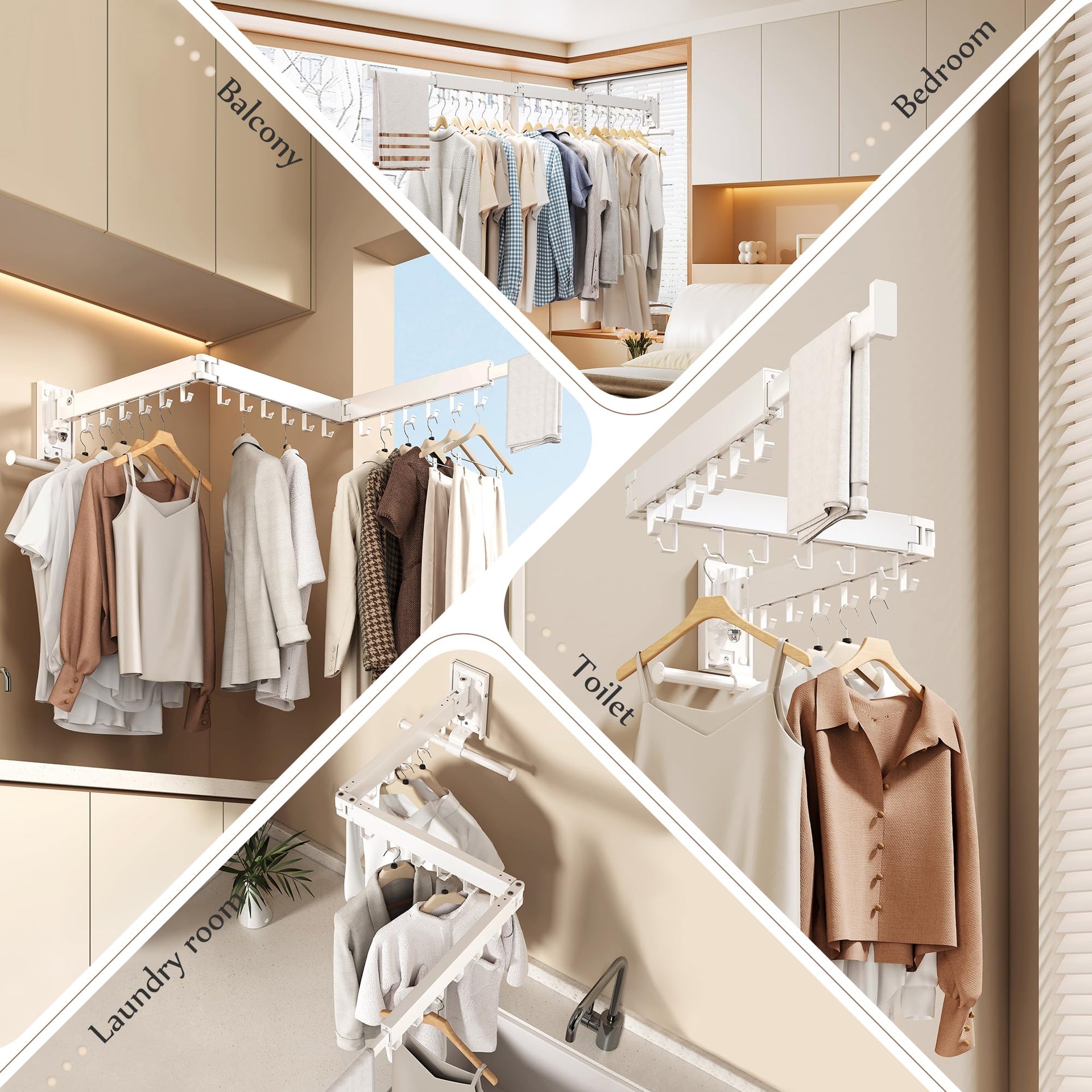Wall Mounted Collapsible Clothes Drying Rack
