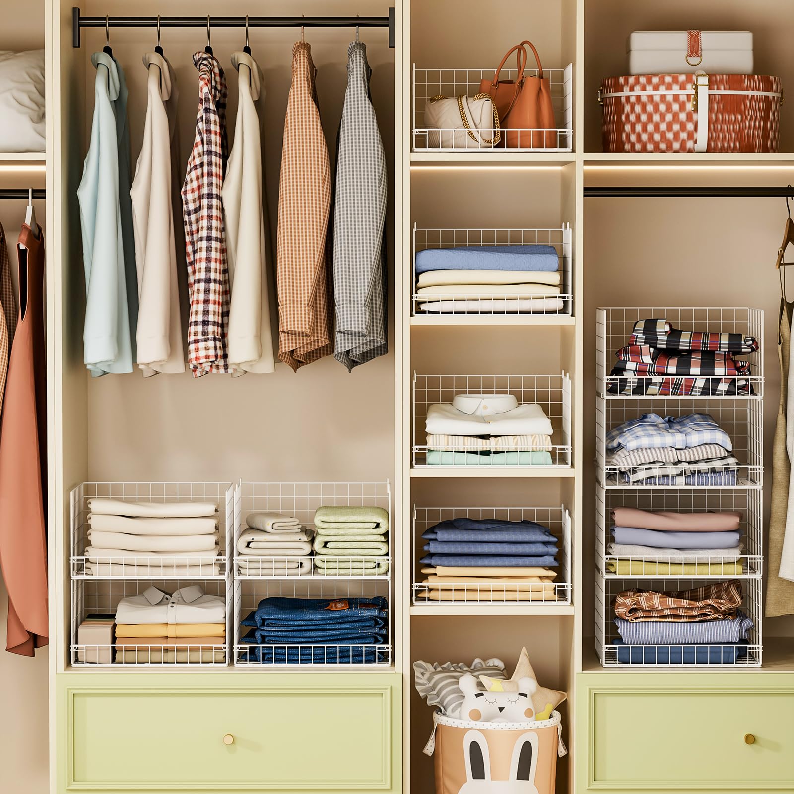 4 Tier Stackable Closet Organizers and Storage Basket