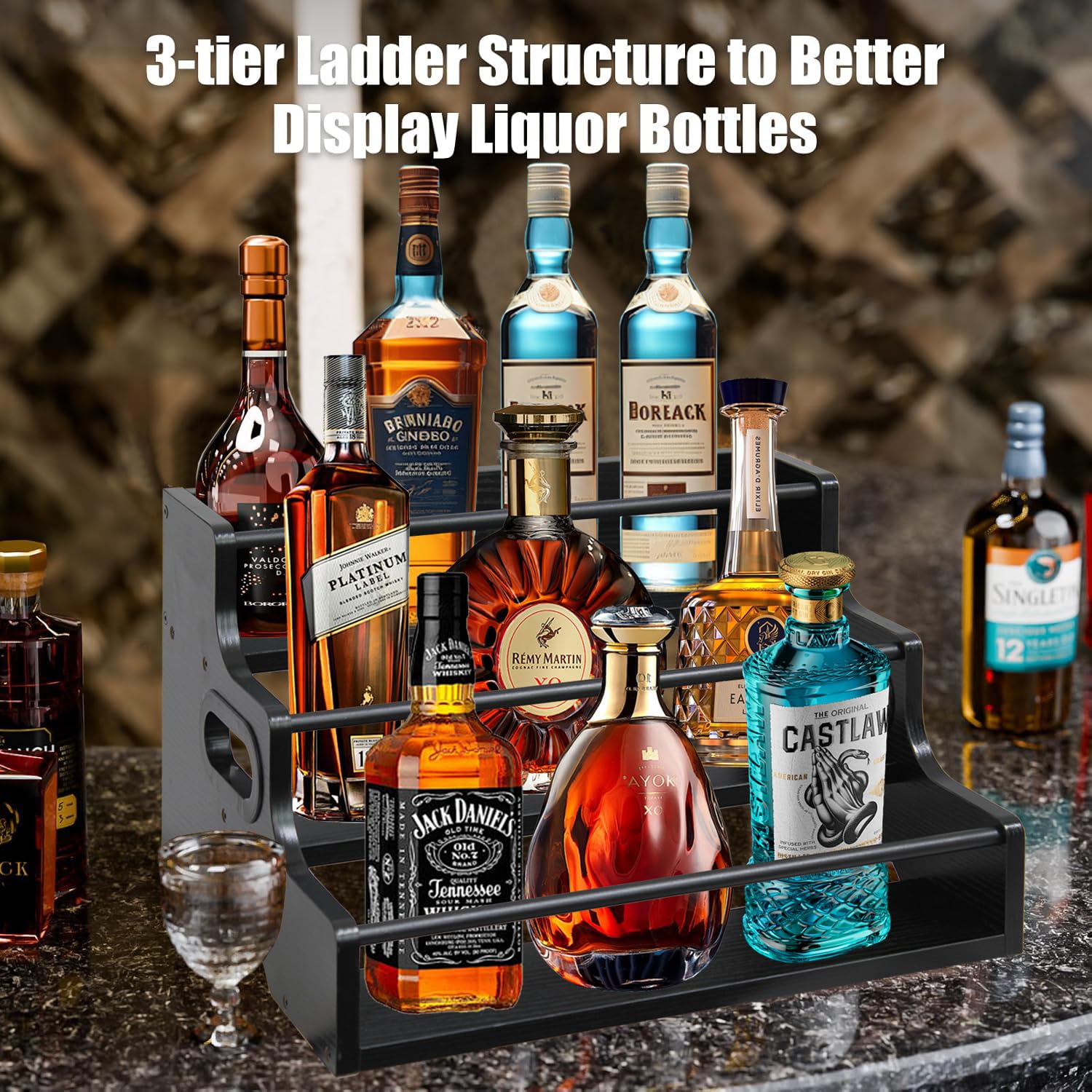 3 Tier Liquor Bottle Display Shelf