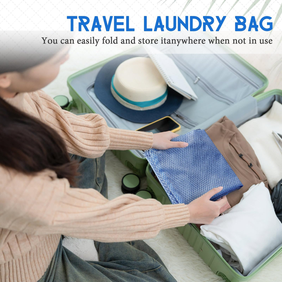 6 Pack 24 x 36 Inches Blue Soft Mesh Laundry Bag with Handles Machine Washable Secure Drawstring Closure Large Sturdy Mesh Net Laundry for College Travel Dorm Laundromat (6 Count)