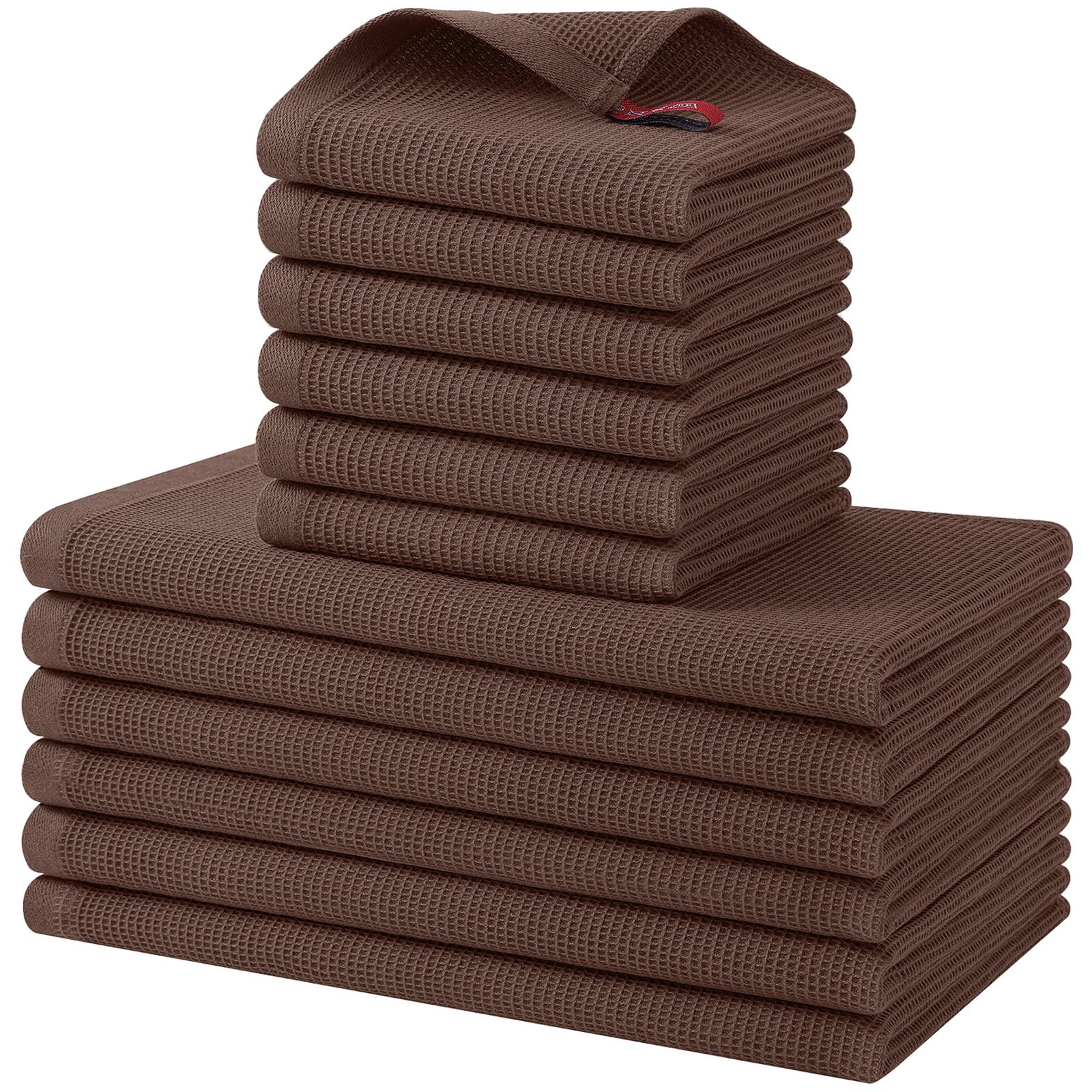 100% Cotton Kitchen Towels and Dishcloths Set (12 Count)