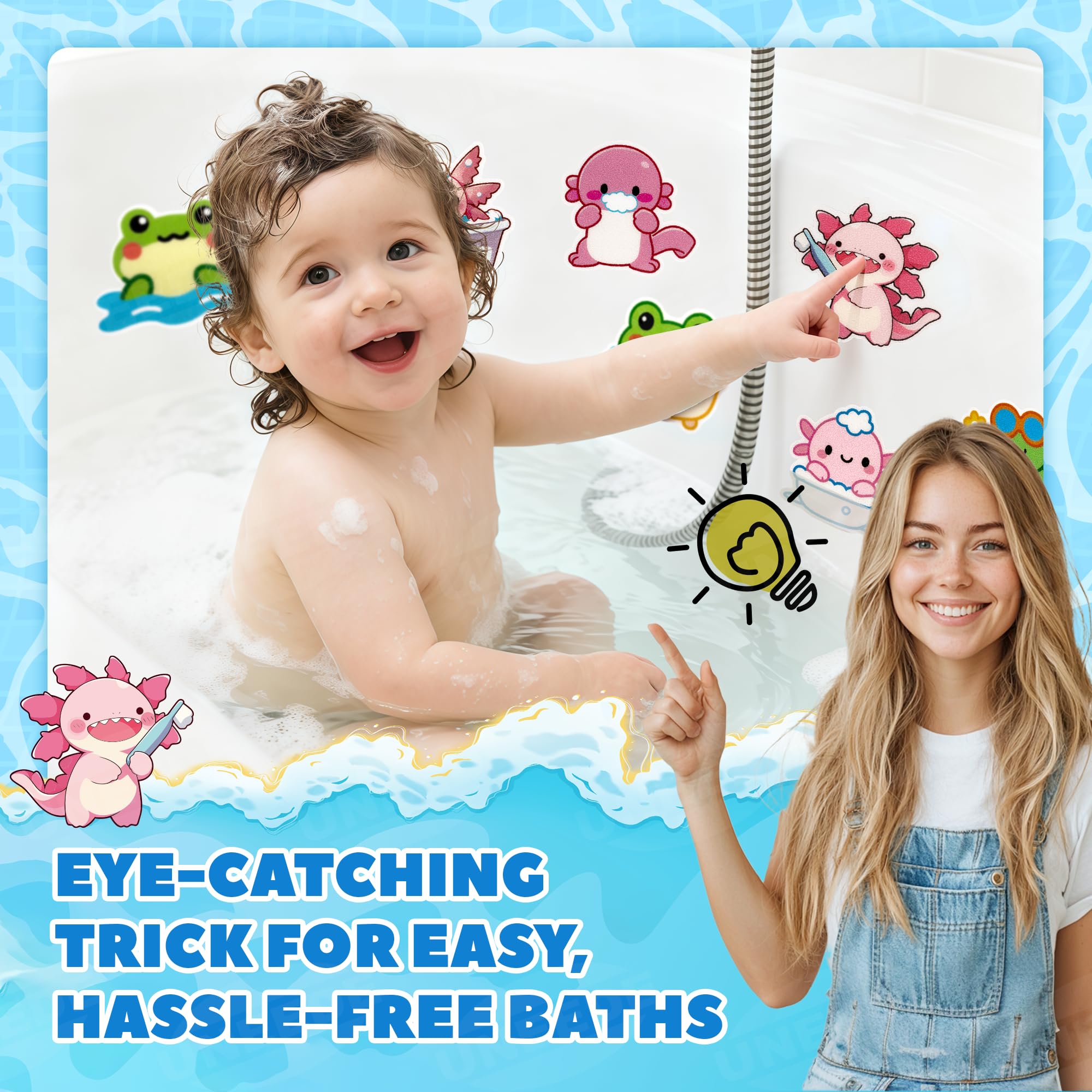 Kids Bathtub Mat Non Slip with 17PCS Bathtub Stickers for Toddlers