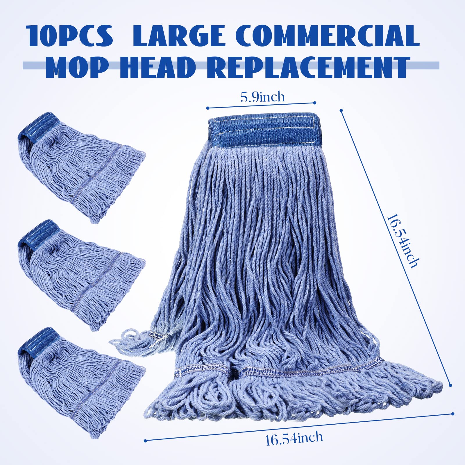 10 Pack 24oz Mop Head Replacement Commercial Cleaning Mop Head Wet String Heavy Duty Cotton Industrial Mophead for Floor Cleaning (10 Count)