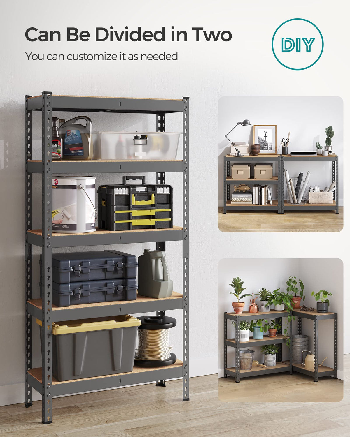 5 Tier Metal Storage Shelves with Boltless Assembly (2 Count)
