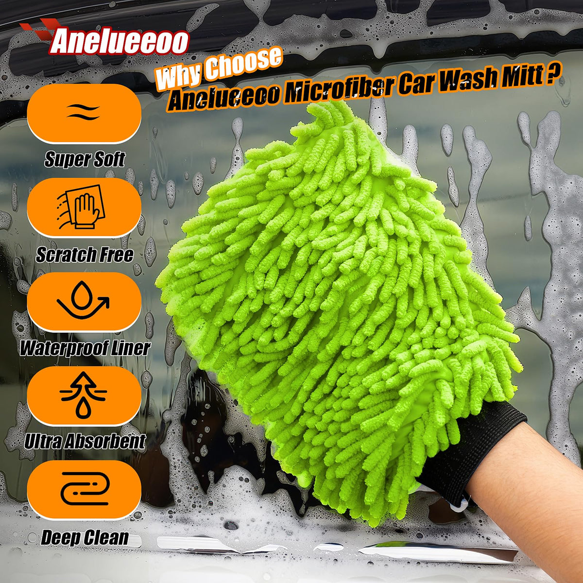 4 Pack Car Wash Mitt Microfiber (4 Count)