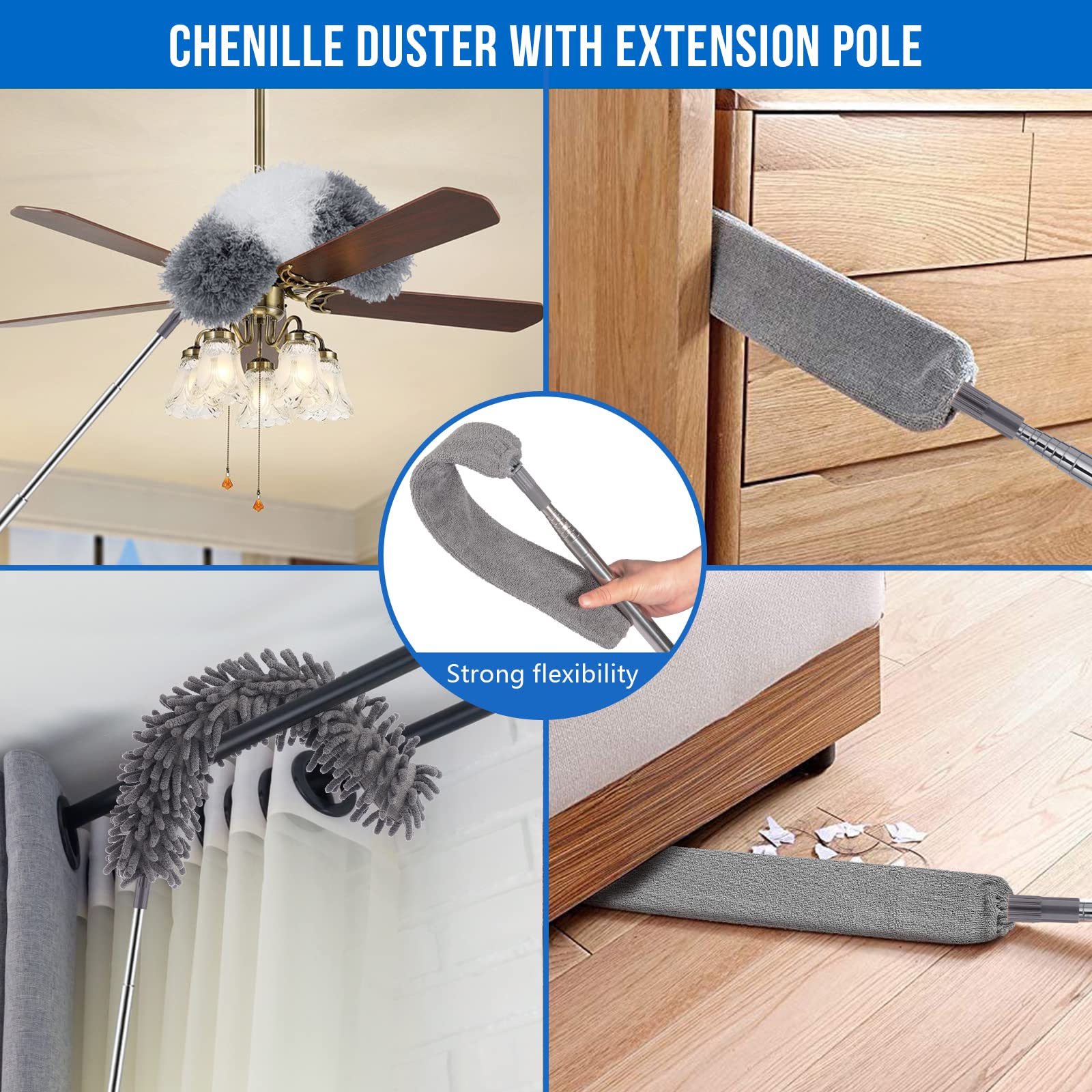 Microfiber Feather Duster Kit with Extension Pole