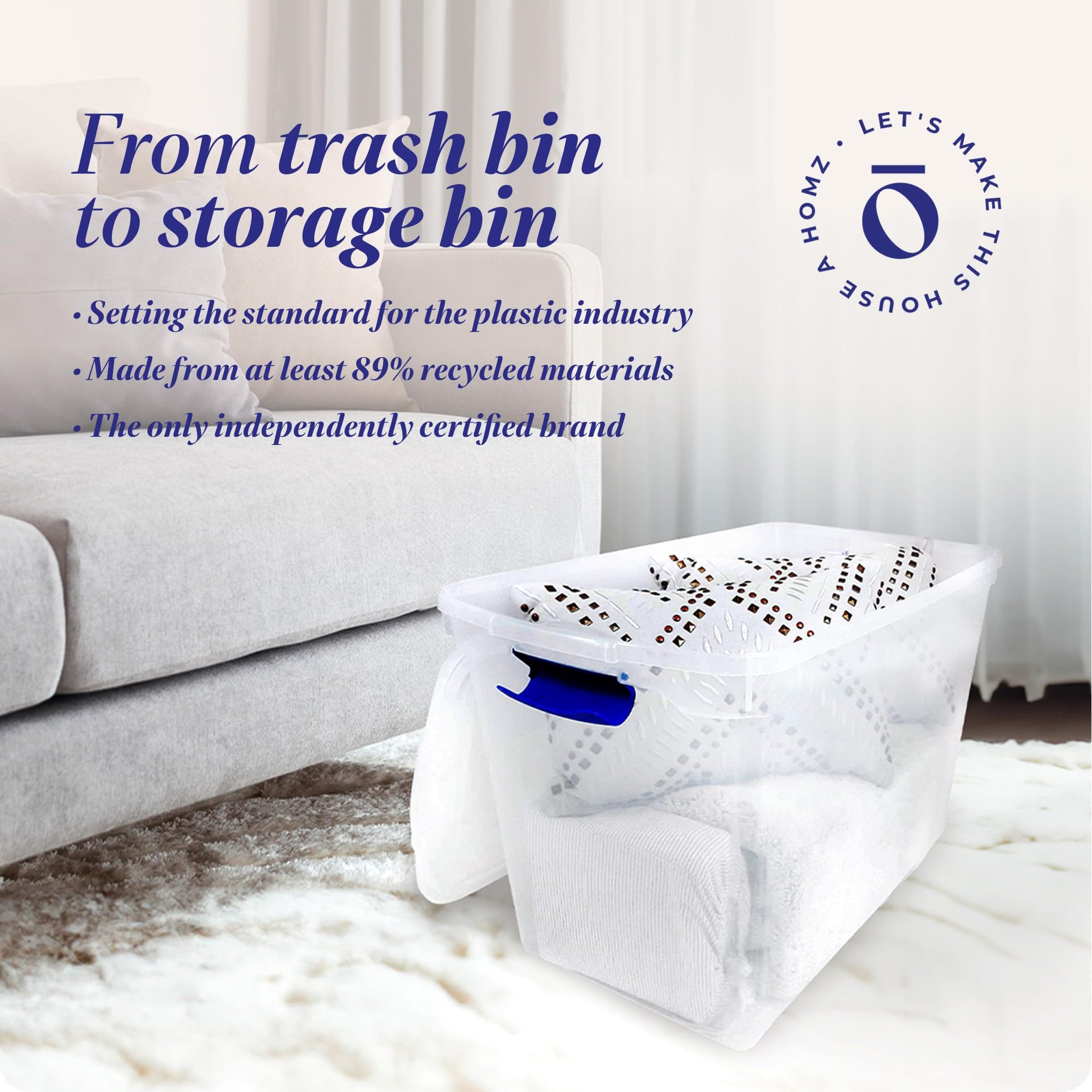 Clear Plastic Storage Bins w (2 Count)