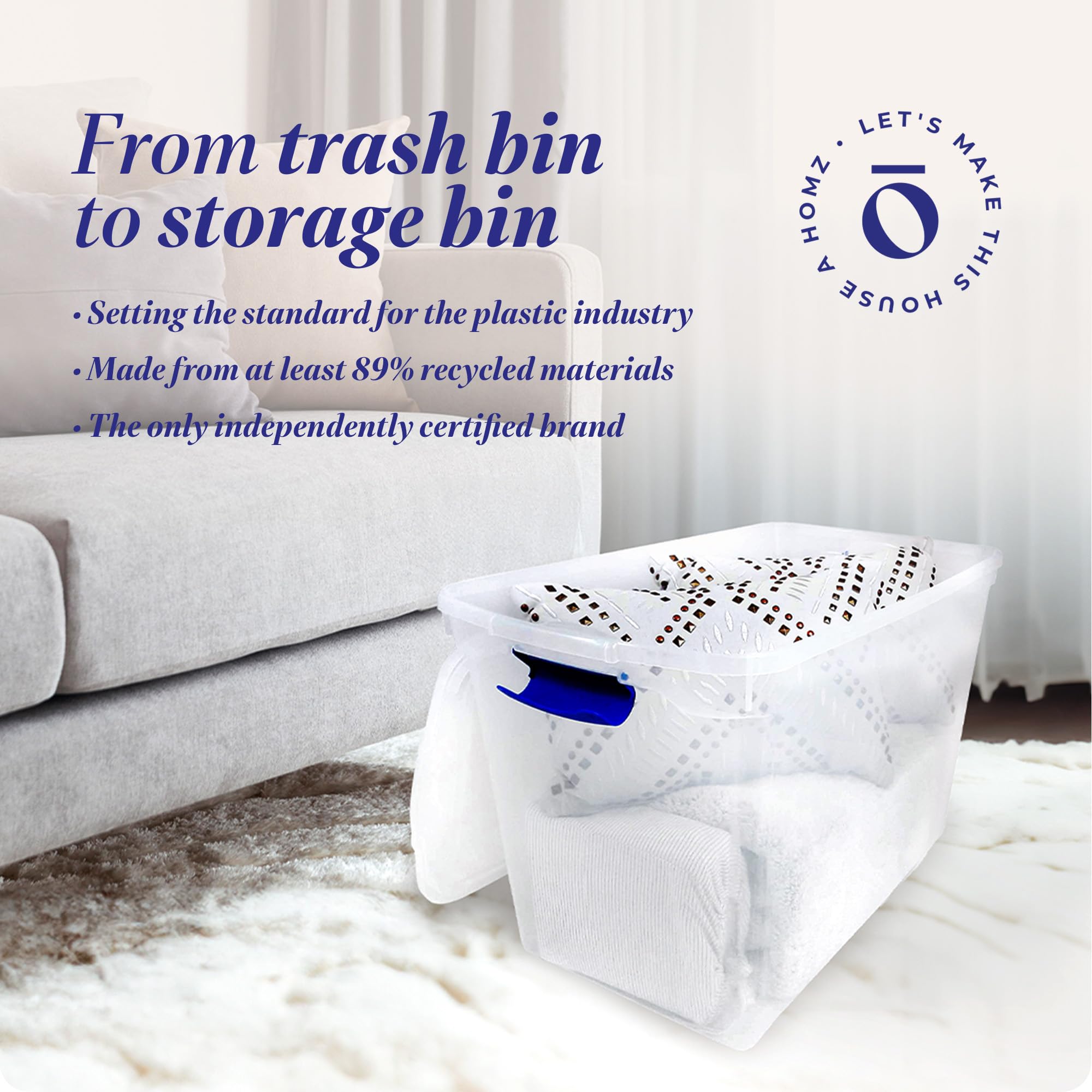 Clear Plastic Storage Bins w (2 Count)
