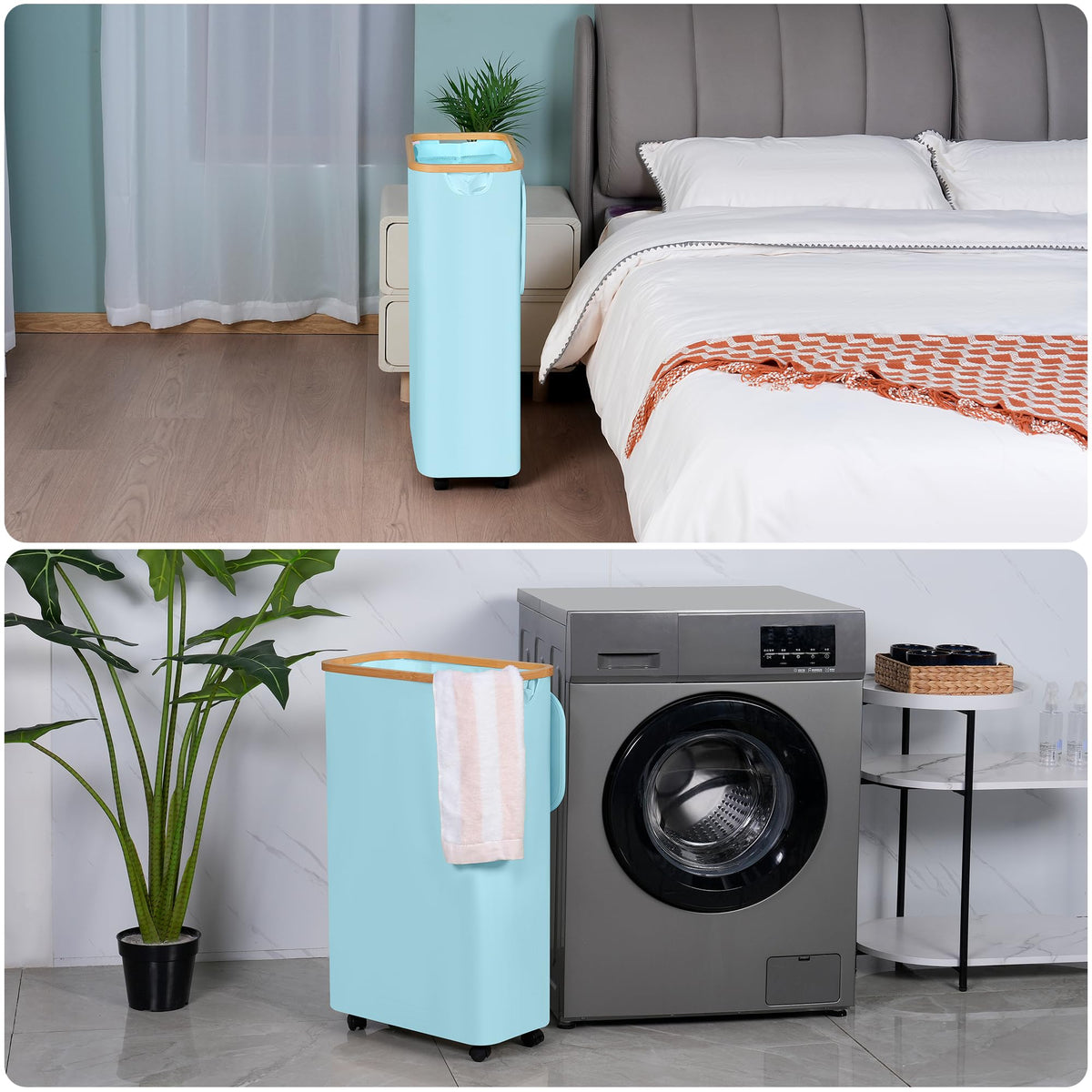 Slim Laundry Hamper with Wheels