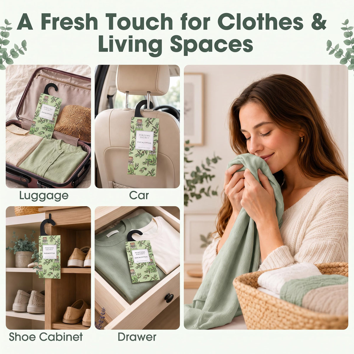 Large 12 Packs Eucalyptus Hanging Scented Sachets Long (12 Count)
