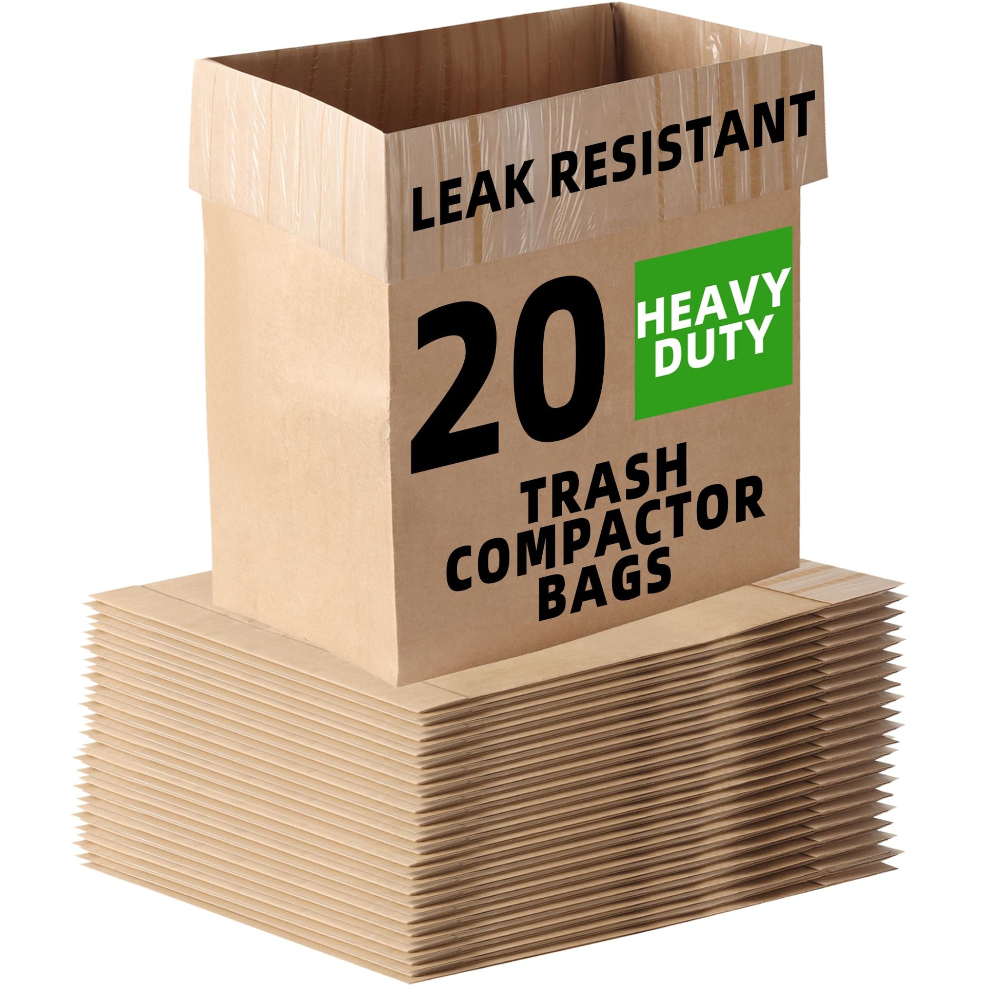 20-Pack) Calvana Super Strong Compactor Bags, Heavy-Duty Kitchen Paper Trash Bags with Leak Proof Plastic Liner, Reinforced Bottom, Fits GE Model Compactors with Rectangular Containers (20 Count)