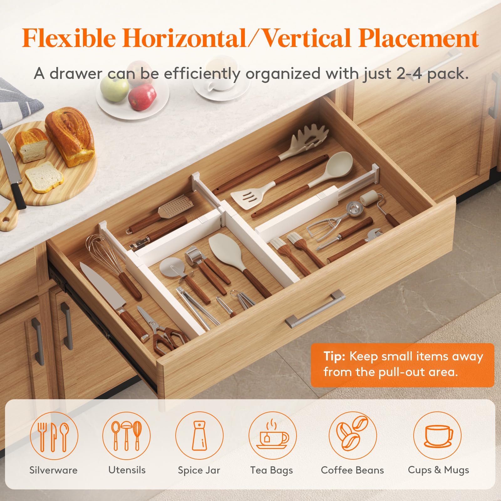 2.36" Upgrade Kitchen Drawer Dividers (5 Count)