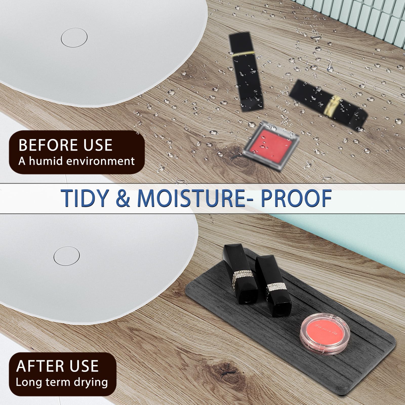3PCS Water Absorbing Stone Tray (3 Count)