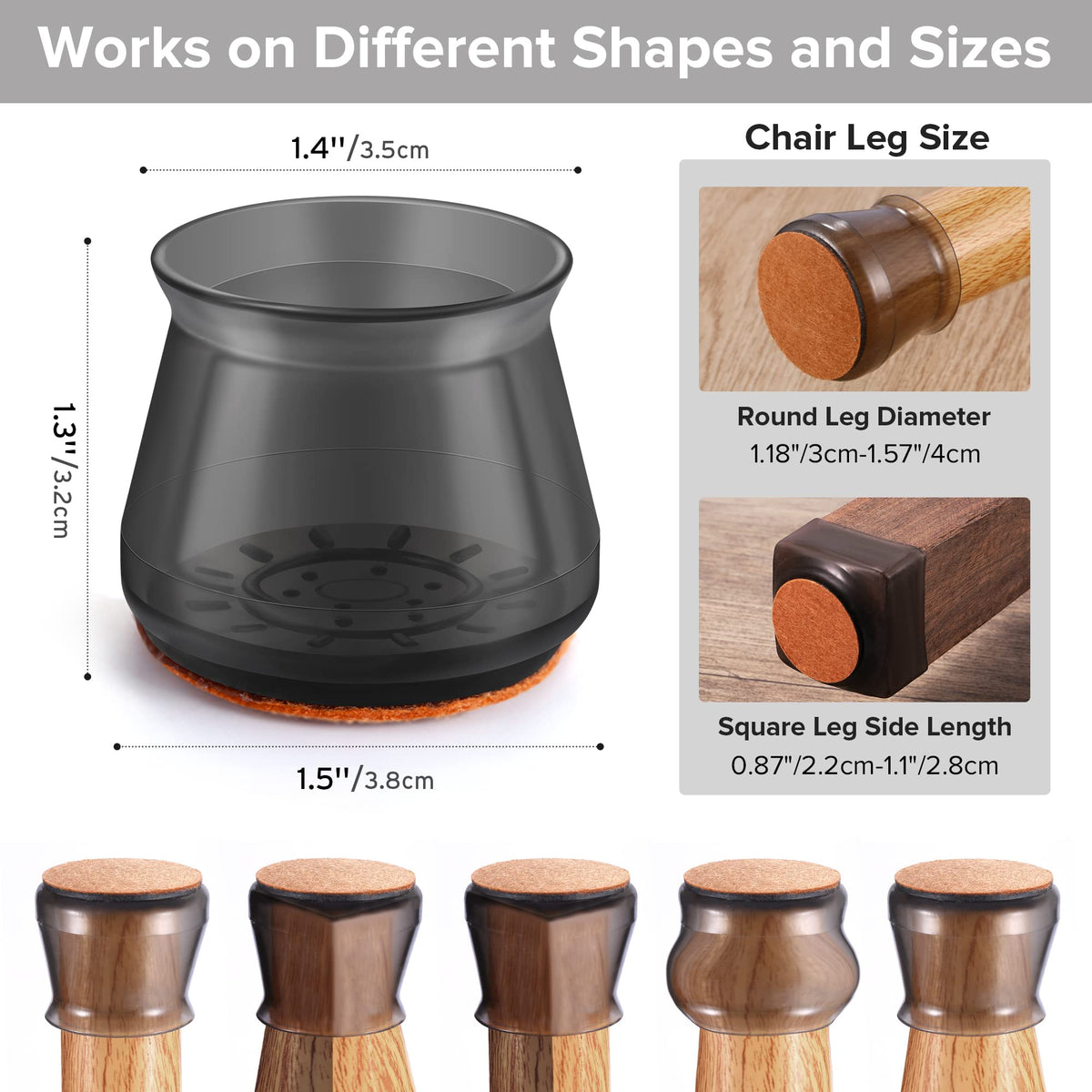 24PCS Upgraded Silicone Chair Leg Floor Protectors for Hardwood Floors (24 Count)