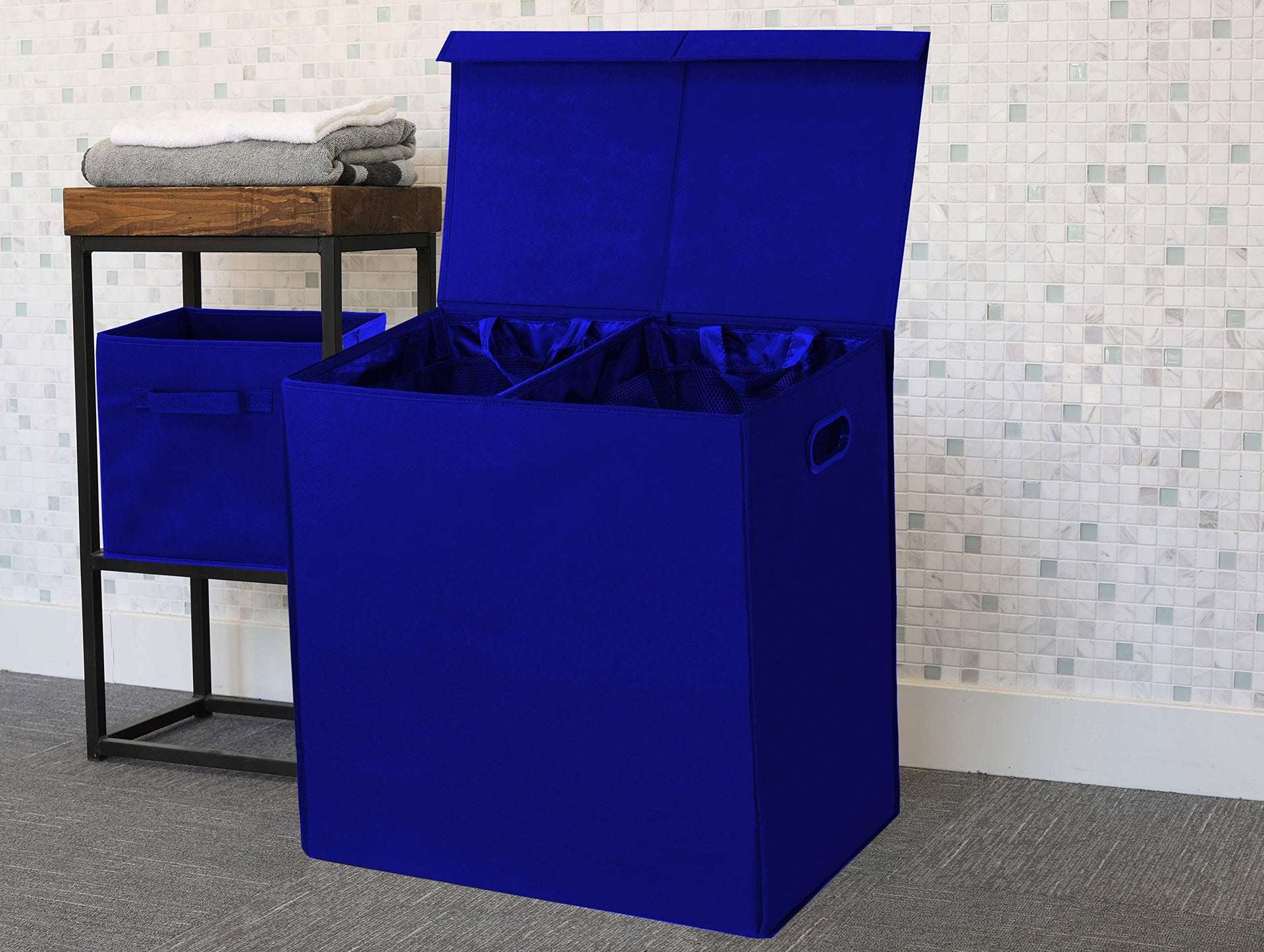Double Laundry Hamper with Lid & Removable Bags