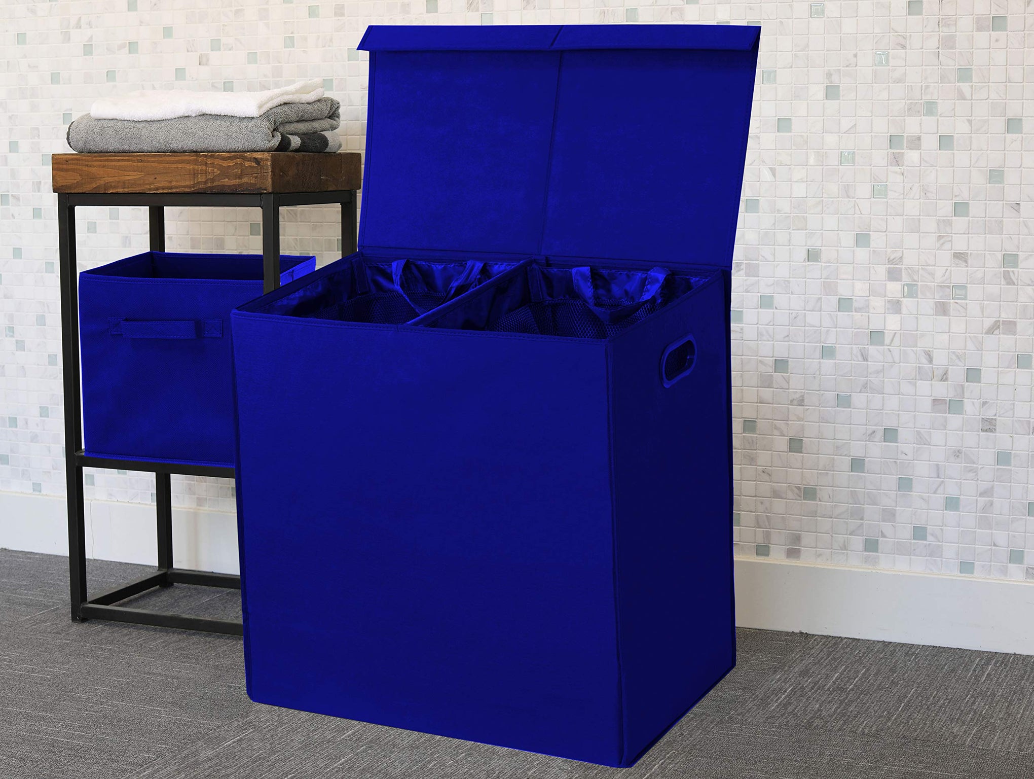 Double Laundry Hamper with Lid & Removable Bags