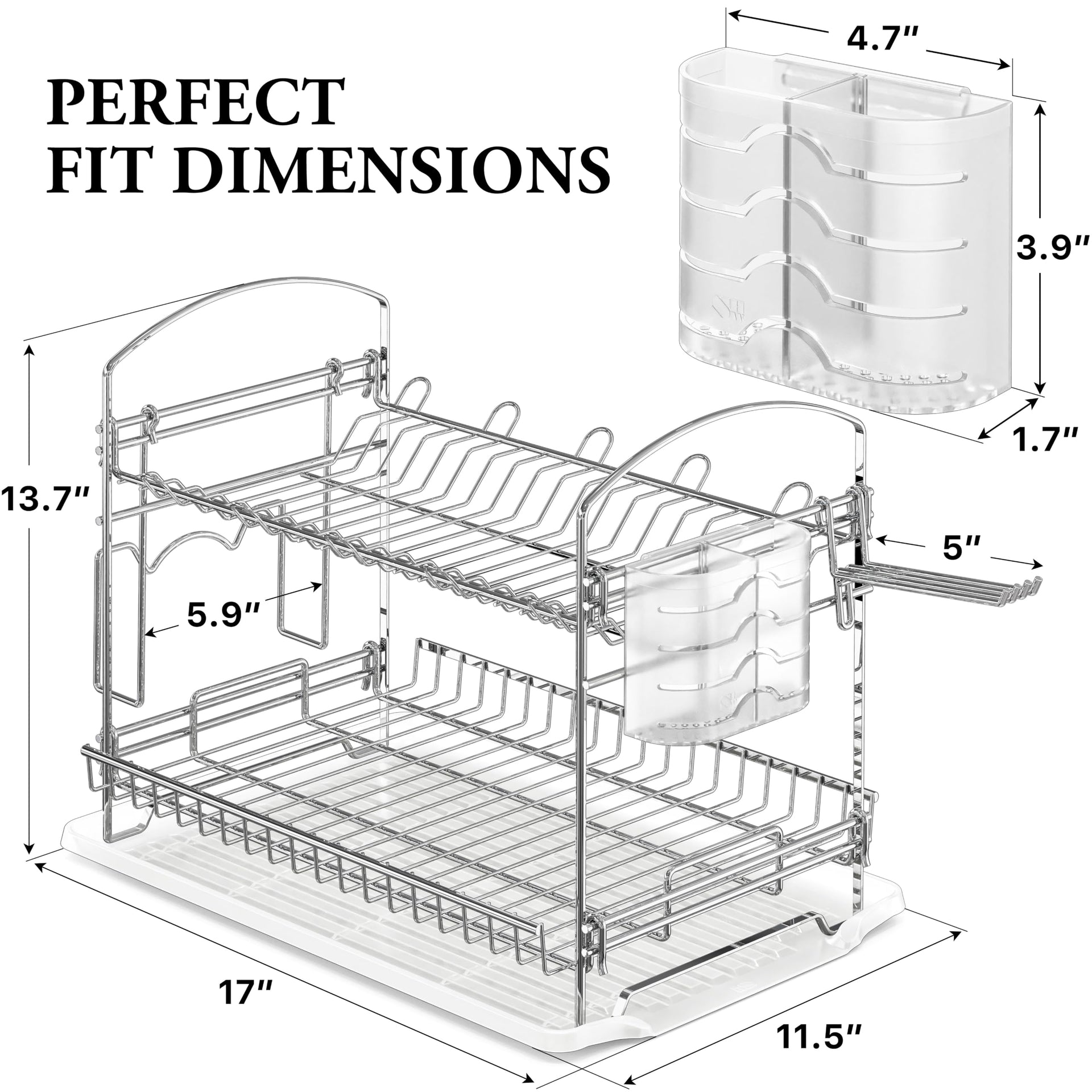 2 Tier Stainless Steel Dish Rack with Drainboard