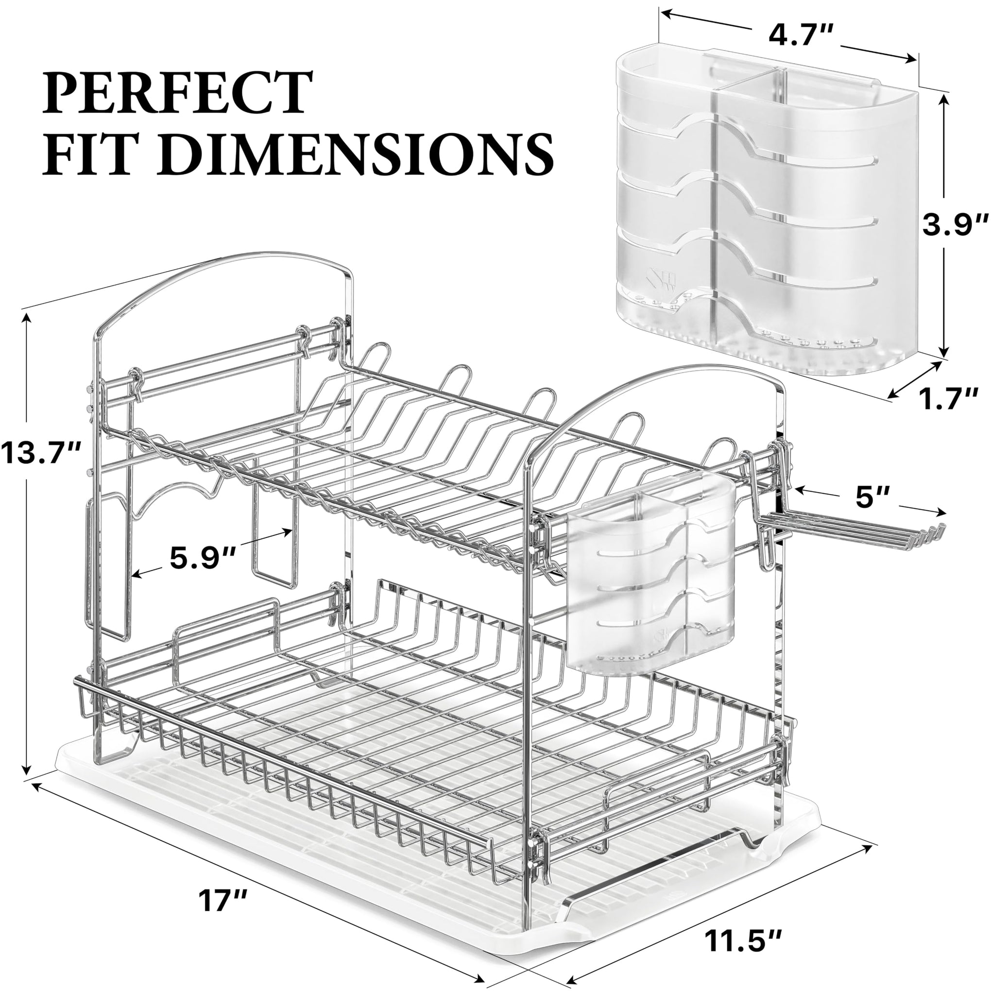 2 Tier Stainless Steel Dish Rack with Drainboard