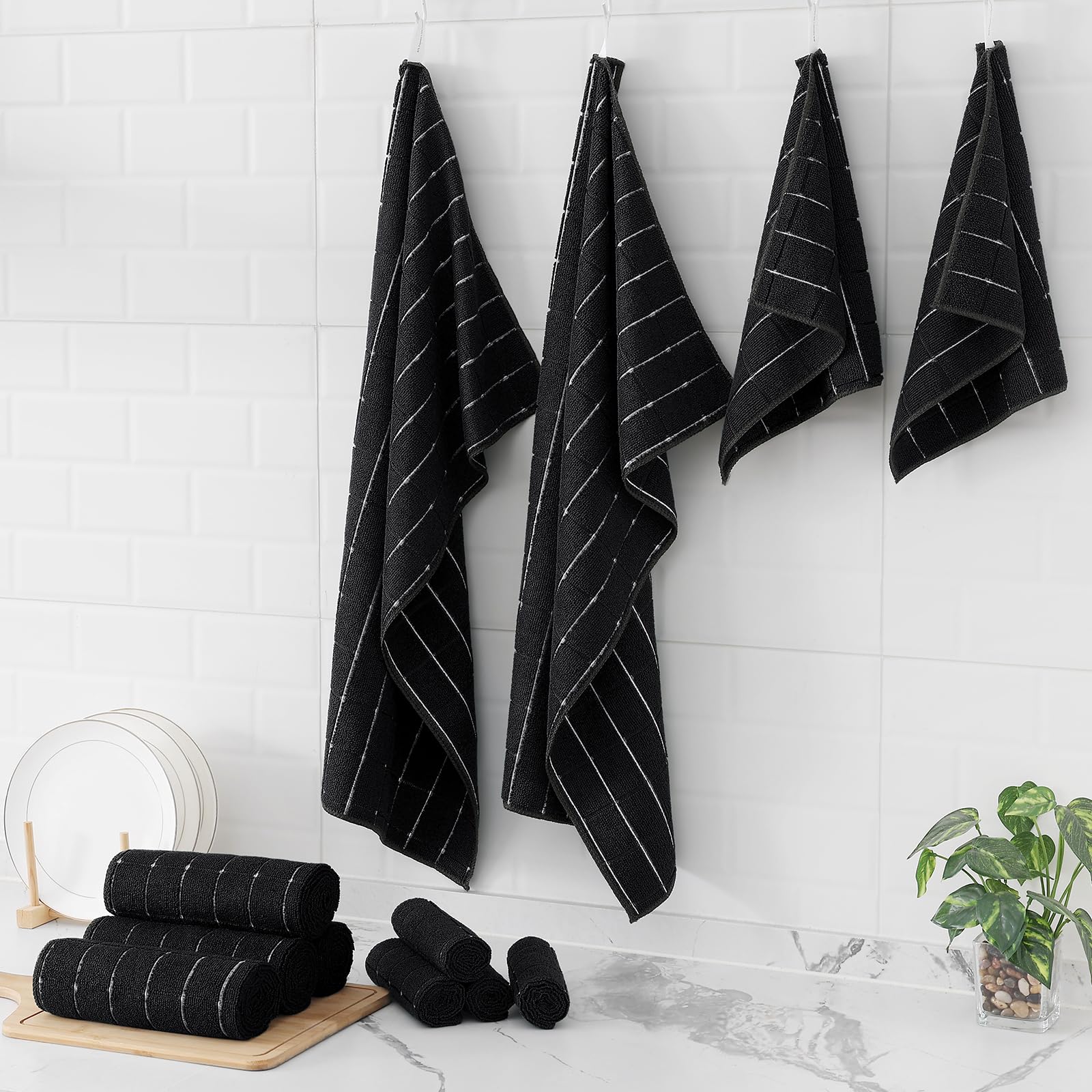 Microfiber Kitchen Towels and Dishcloths Sets (12 Count)