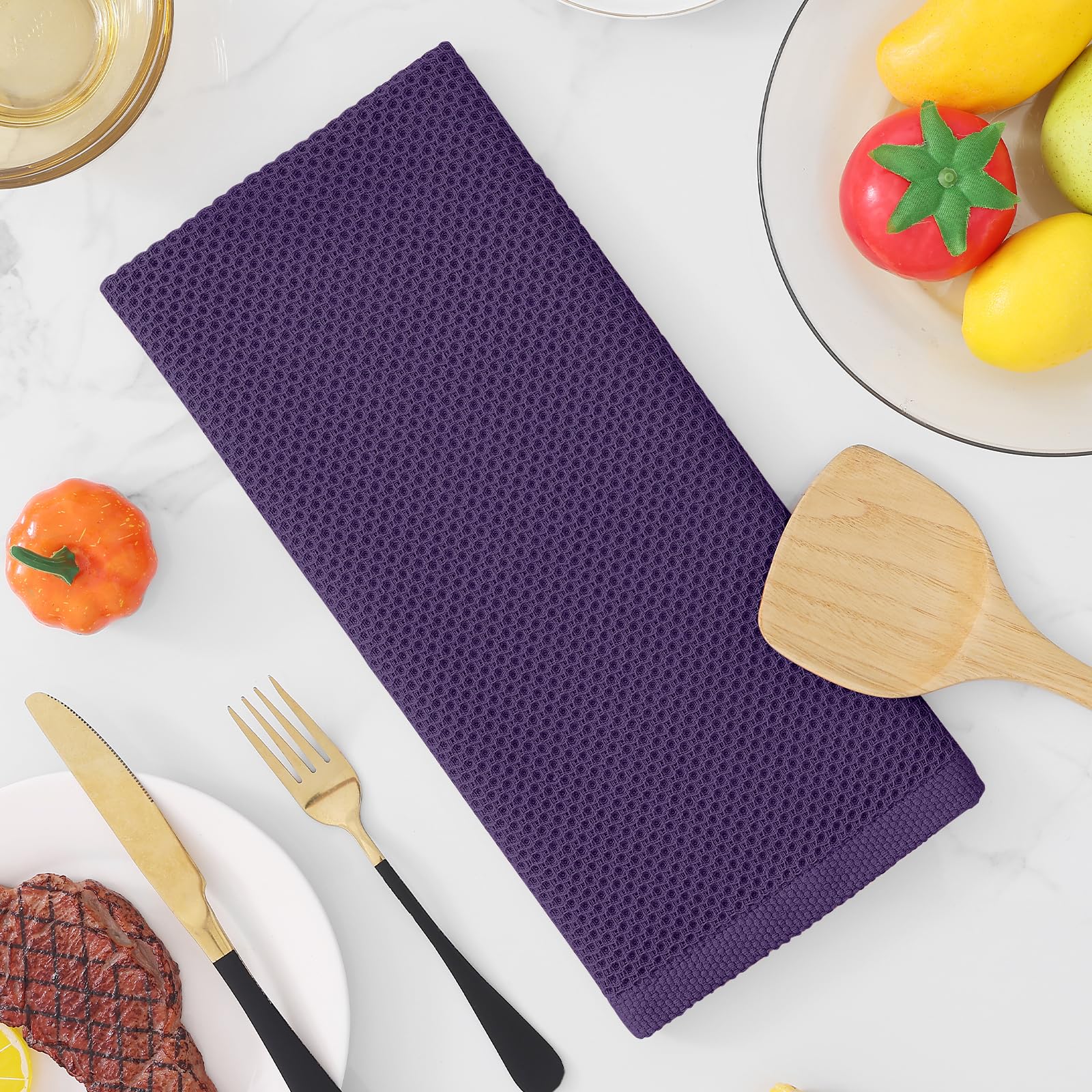100% Cotton Waffle Weave Kitchen Dish Towels 6 (6 Count)