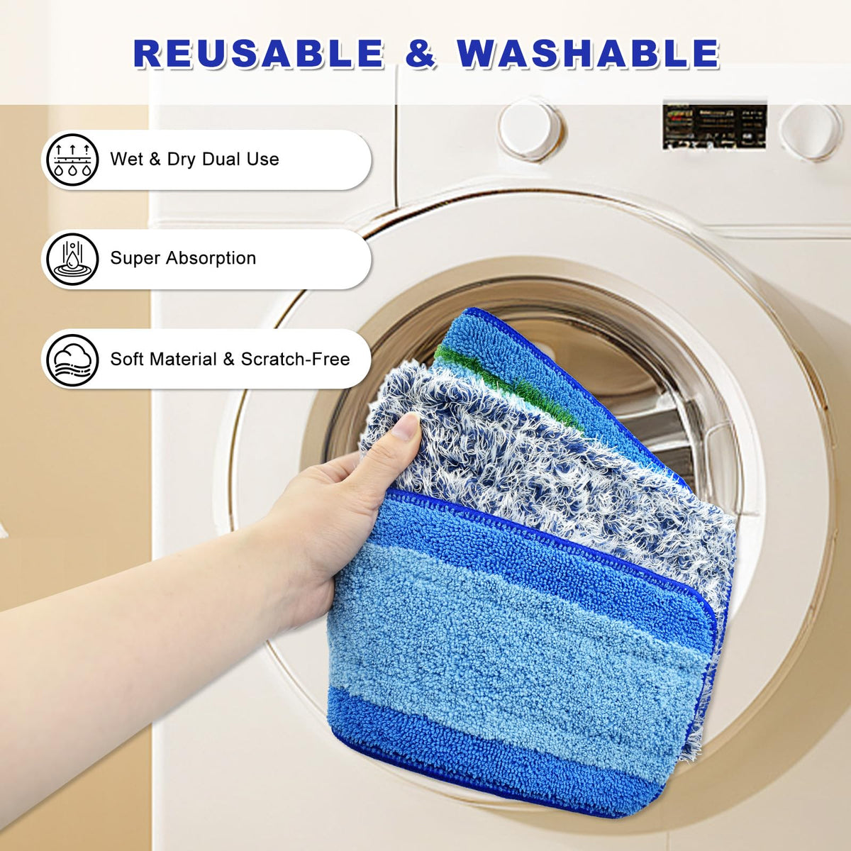 6 Pack Microfiber Cleaning Replacement Pad for Bona Mop (6 Count)
