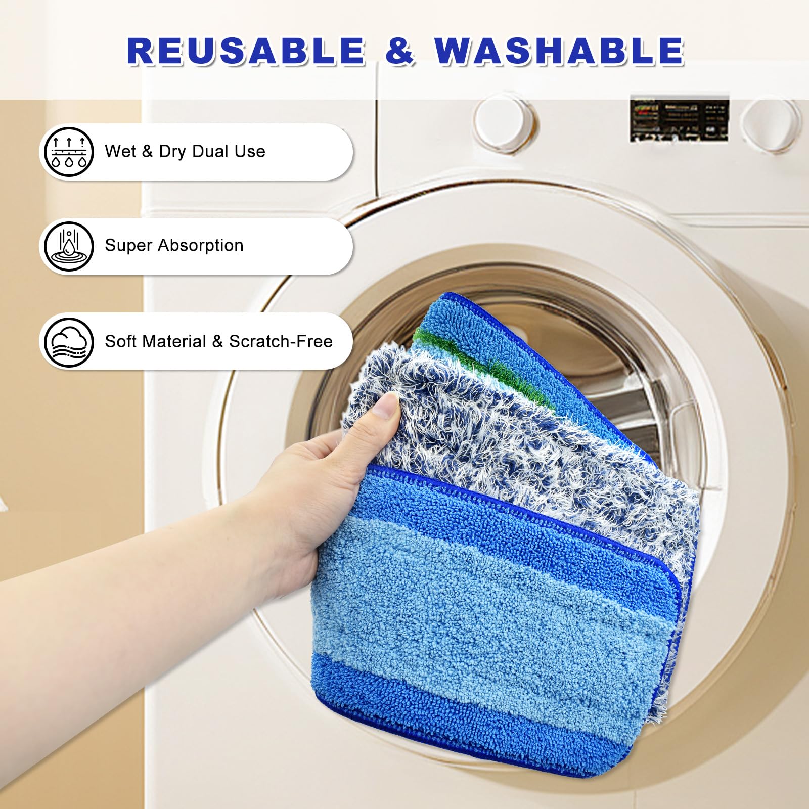 6 Pack Microfiber Cleaning Replacement Pad for Bona Mop (6 Count)