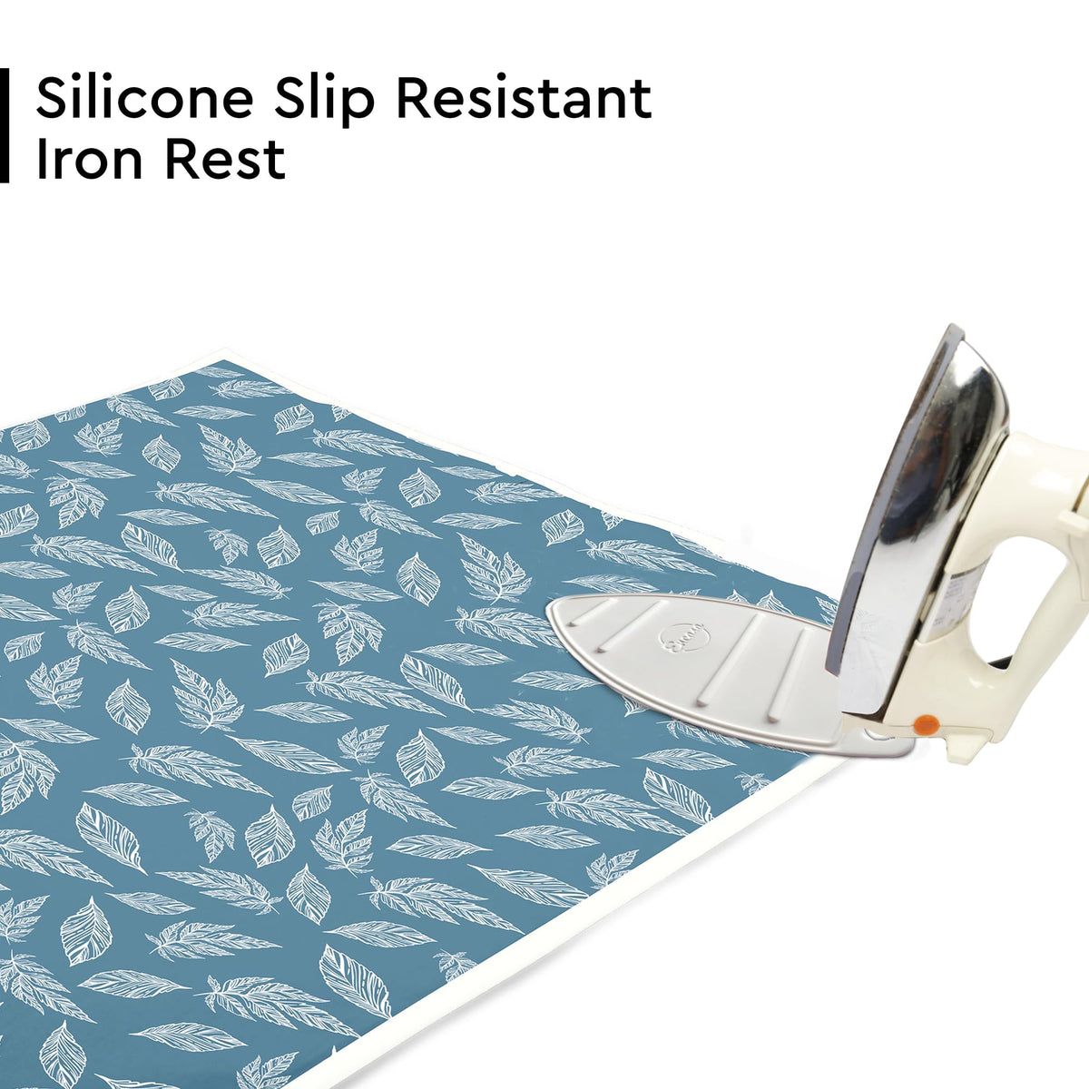 Ironing Mat Heat Resistant Pad 48"x28" Big Leaves Blue