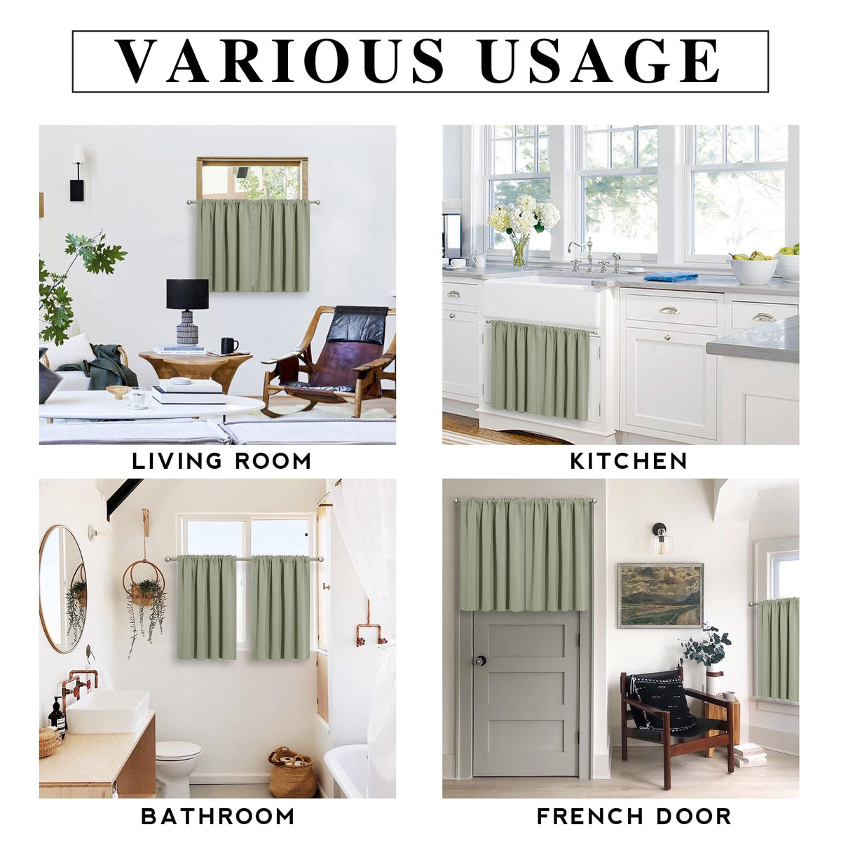 Cafe Blackout Curtains 30 inch Length
