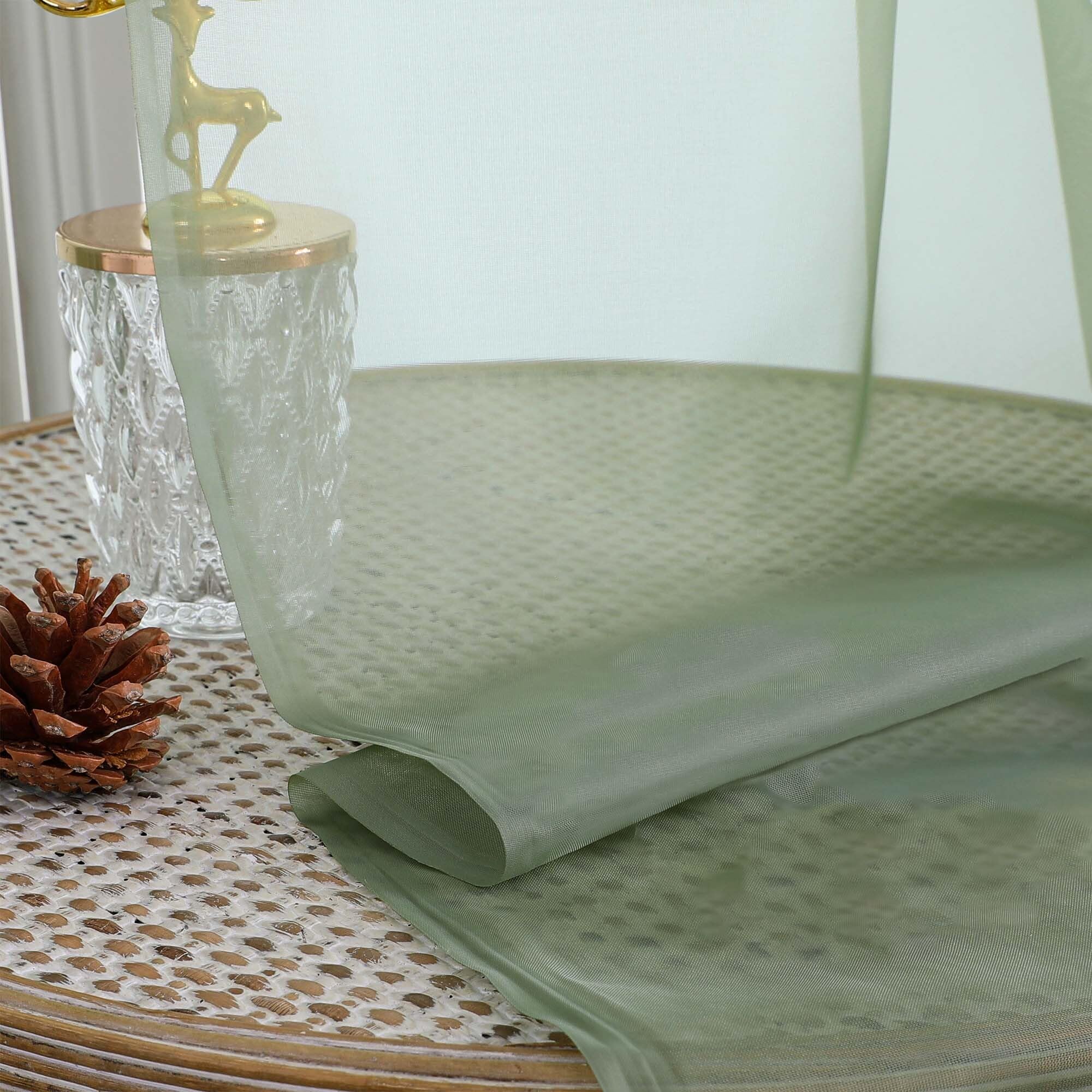 Extra Long Sage Green Sheer Curtains 108 Inches Long 2 Panels (2 Count)