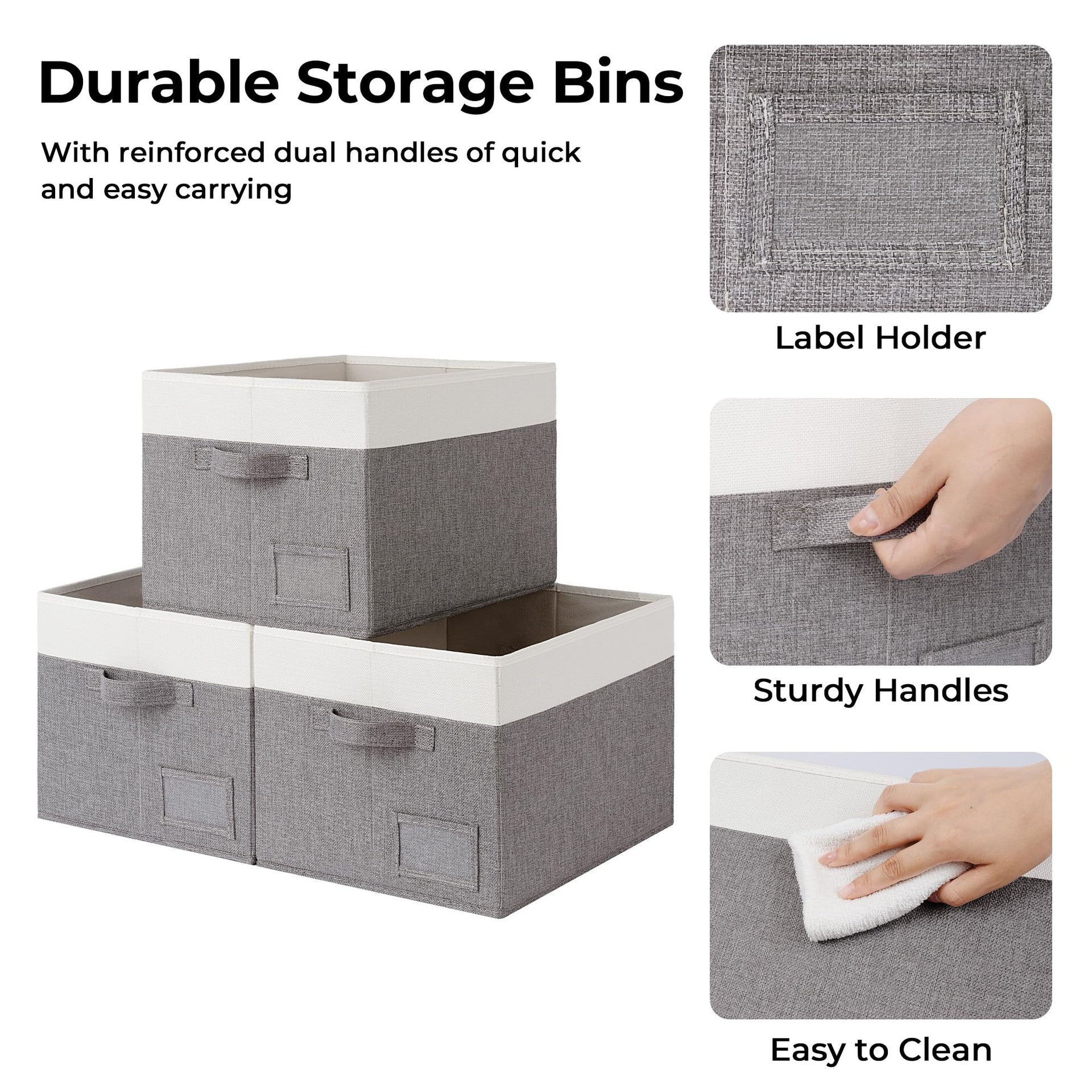 Closet Storage Bins with Label (3 Count)