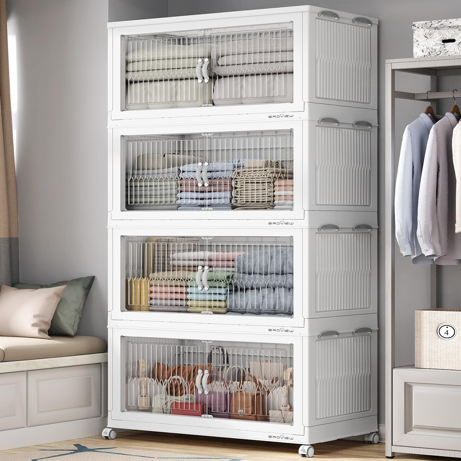 800Qt Extra Large Stackable Storage Bins with Lids (4 Count)