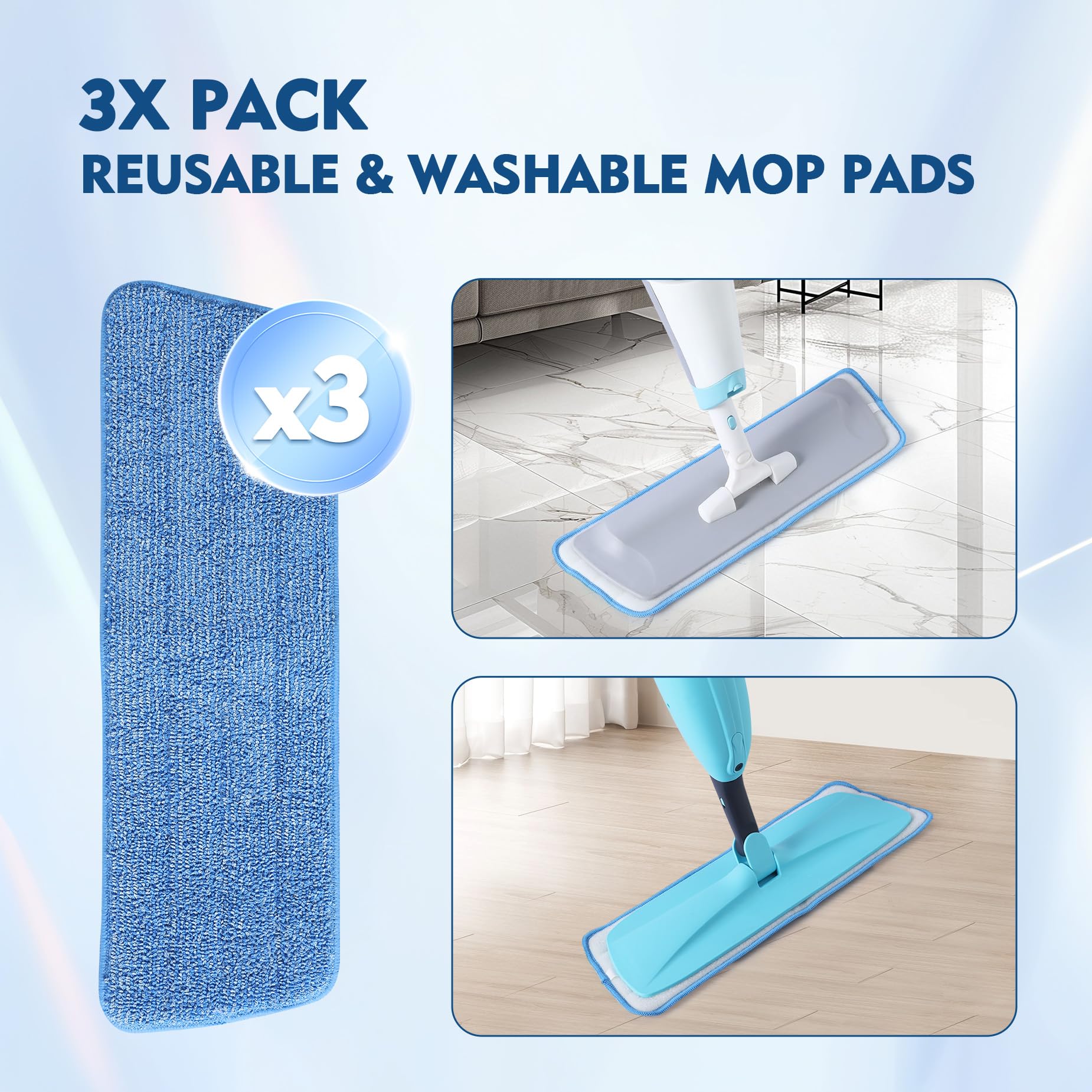 3 Pack Microfiber Mop Pads