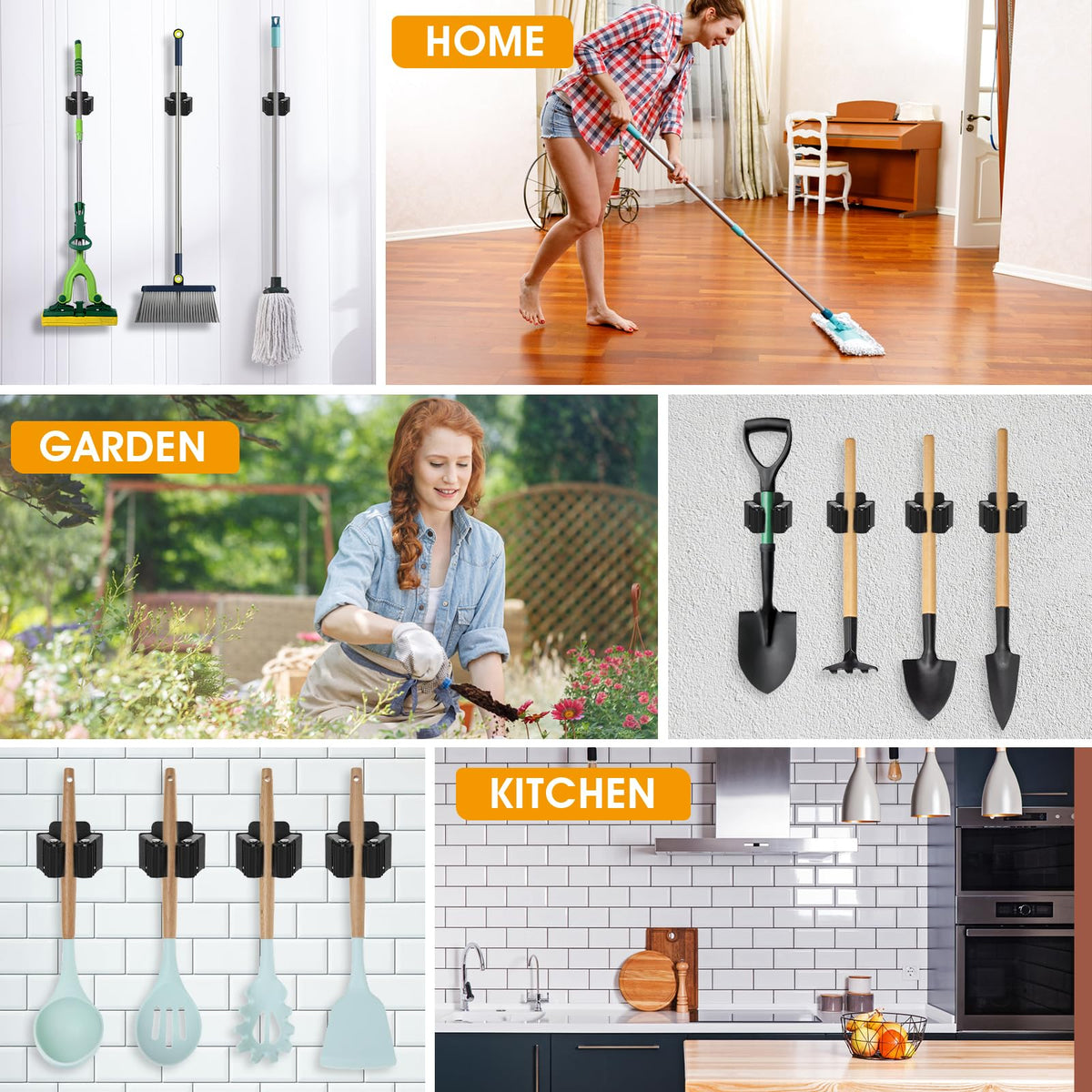 24 Pack Broom and Mop Holder Wall Mount (24 Count)